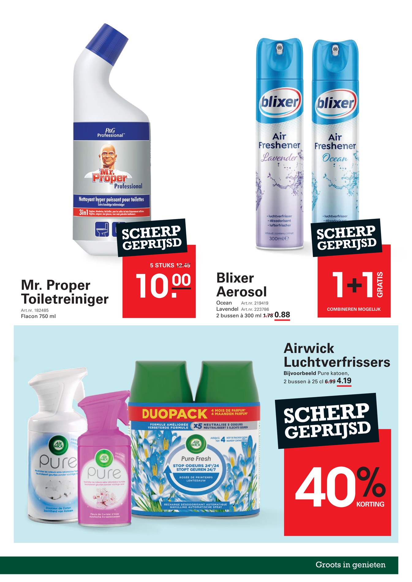 Mr. Proper Toiletreiniger, gemarkeerd op pagina 19 van de Sligro folder