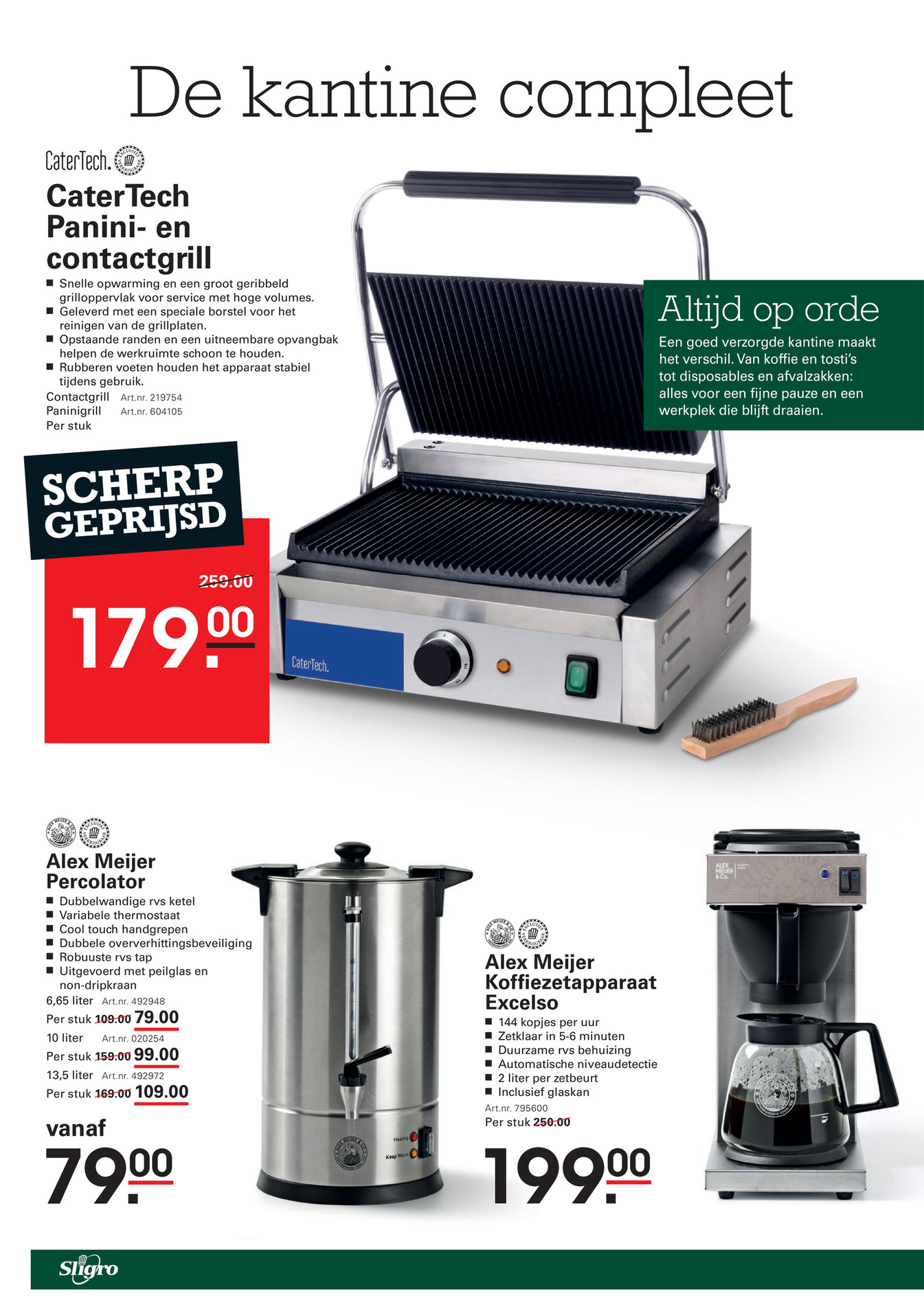 Alex Meijer Koffiezetapparaat Excelso, gemarkeerd op pagina 2 van de Sligro folder