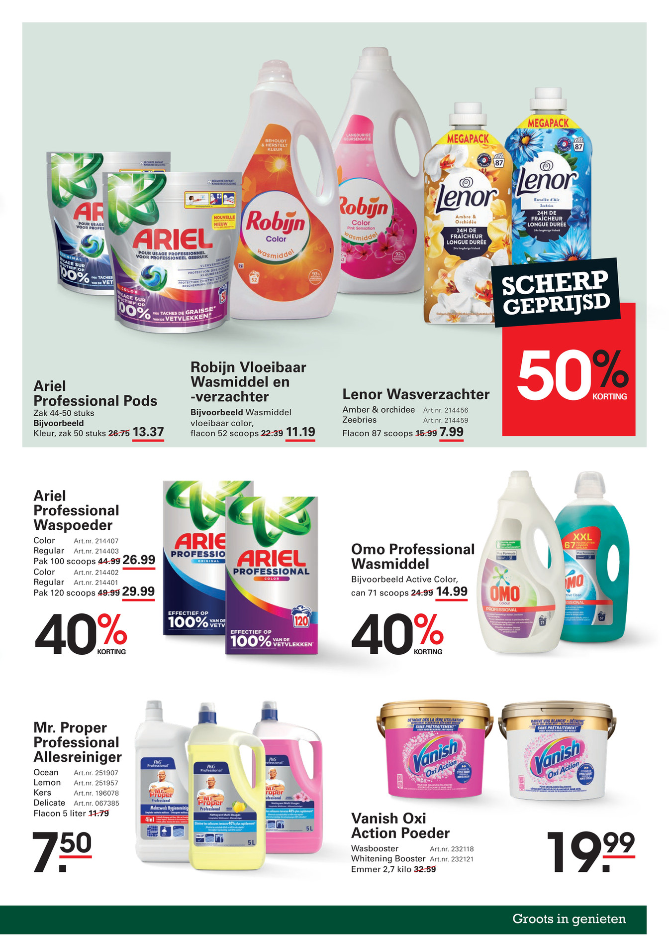 Lenor Wasverzachter, gemarkeerd op pagina 11 van de Sligro folder