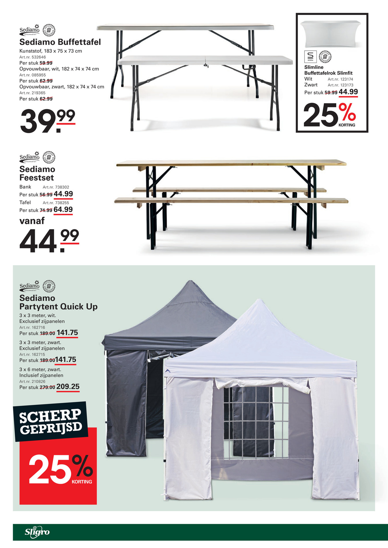 Sediamo Buffettafel, gemarkeerd op pagina 14 van de Sligro folder