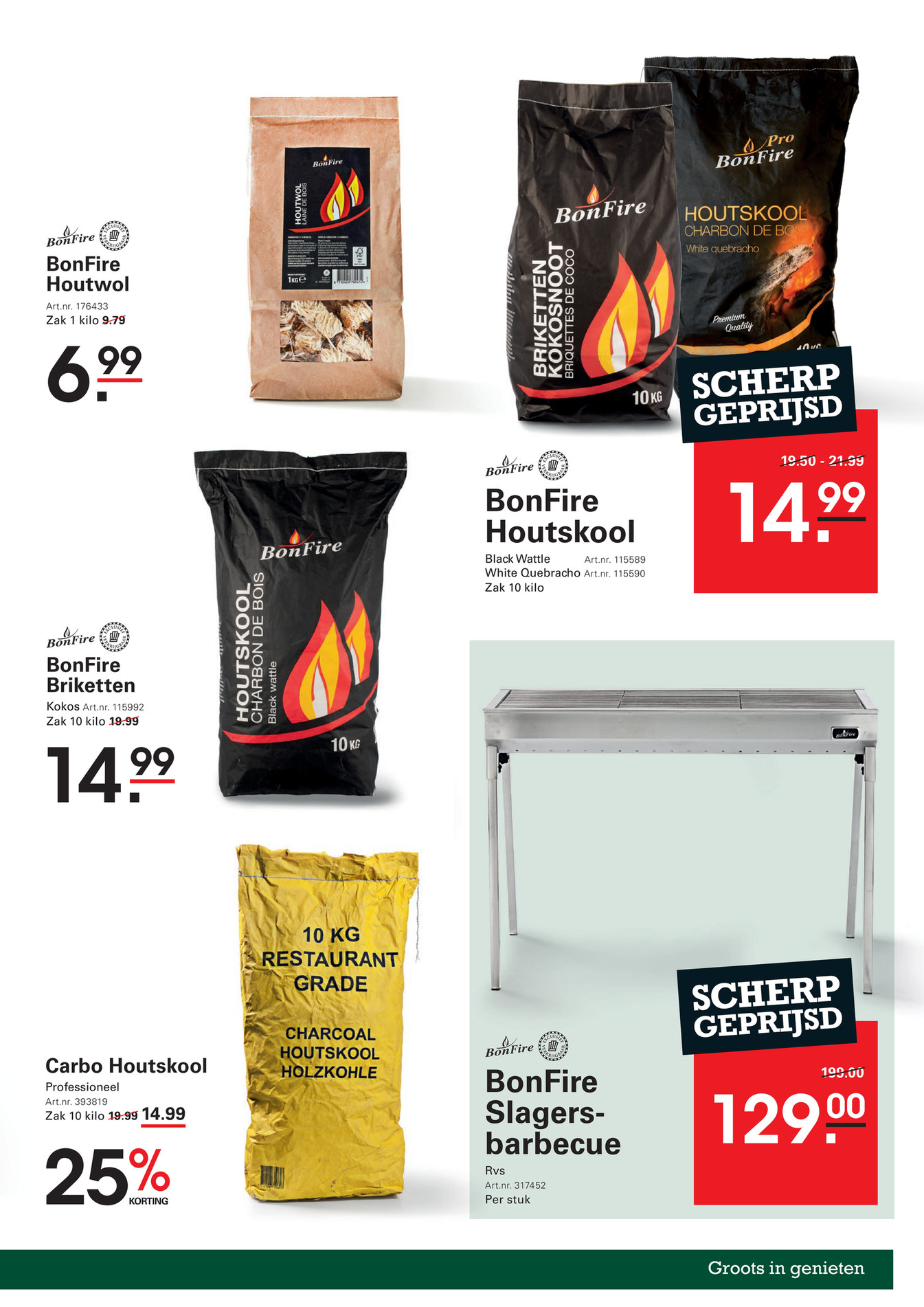 BonFire Houtskool, gemarkeerd op pagina 15 van de Sligro folder