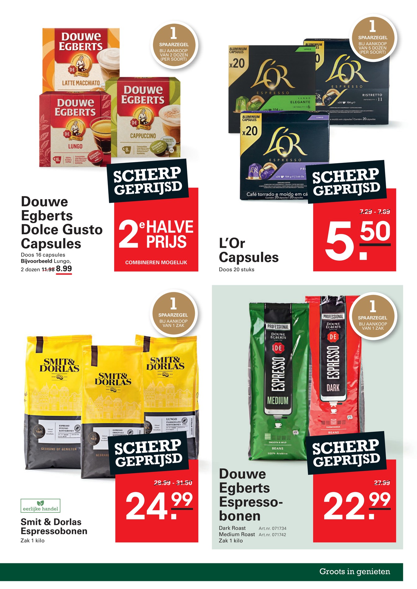 Douwe Egberts Dolce Gusto Capsules, gemarkeerd op pagina 3 van de Sligro folder
