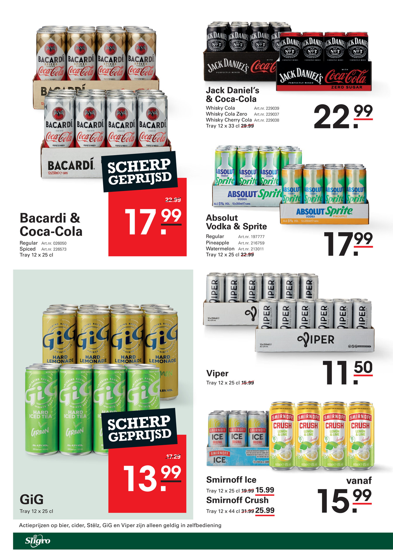 Bacardi & Coca-Cola, gemarkeerd op pagina 2 van de Sligro folder