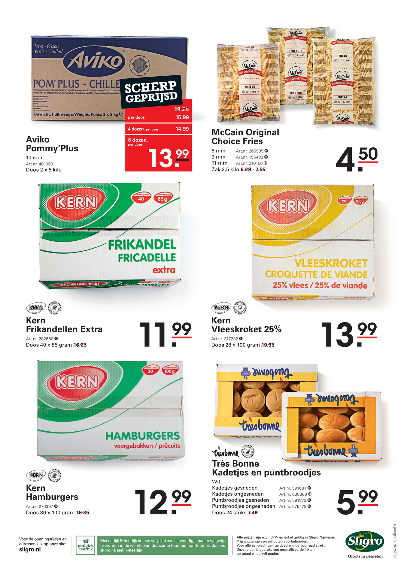 Aviko Pommy'Plus, gemarkeerd op pagina 4 van de Sligro folder