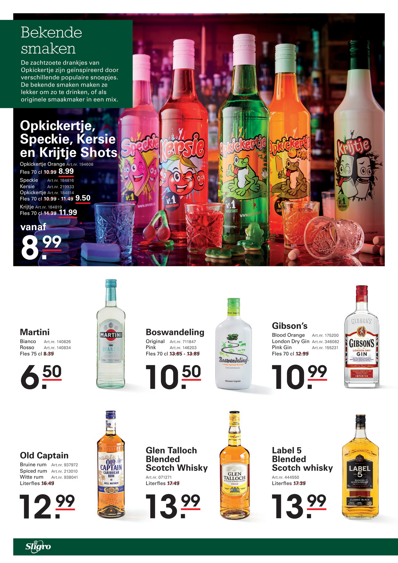 Label 5 Blended Scotch whisky, gemarkeerd op pagina 6 van de Sligro folder