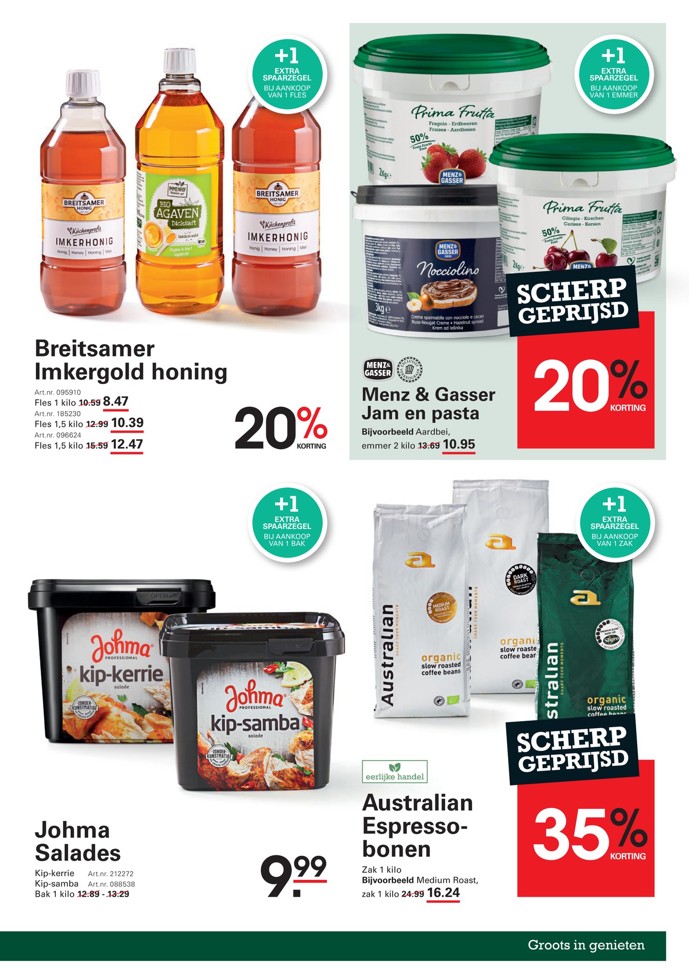 Breitsamer Imkergold honing, gemarkeerd op pagina 19 van de Sligro folder