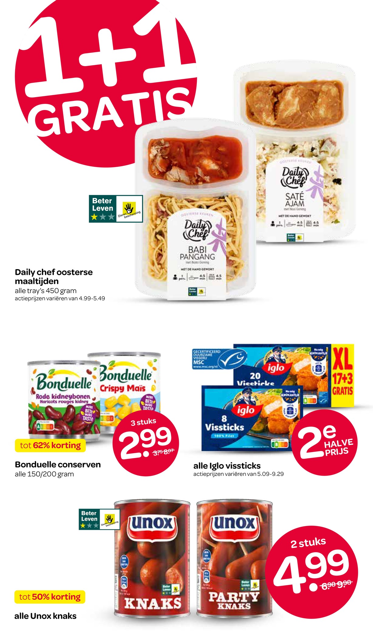 alle Iglo vissticks, gemarkeerd op pagina 11 van de Spar folder