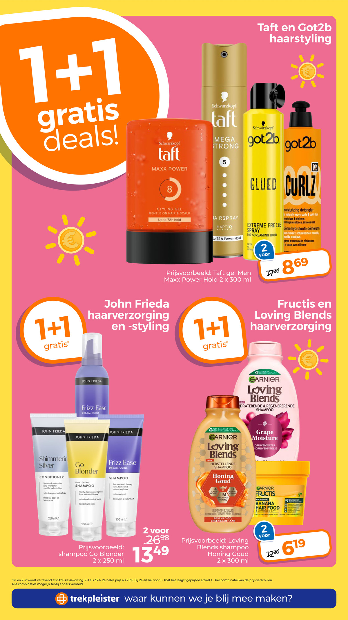 Garnier Loving Blends en Fructis haarverzorging, gemarkeerd op pagina 3 van de Trekpleister folder