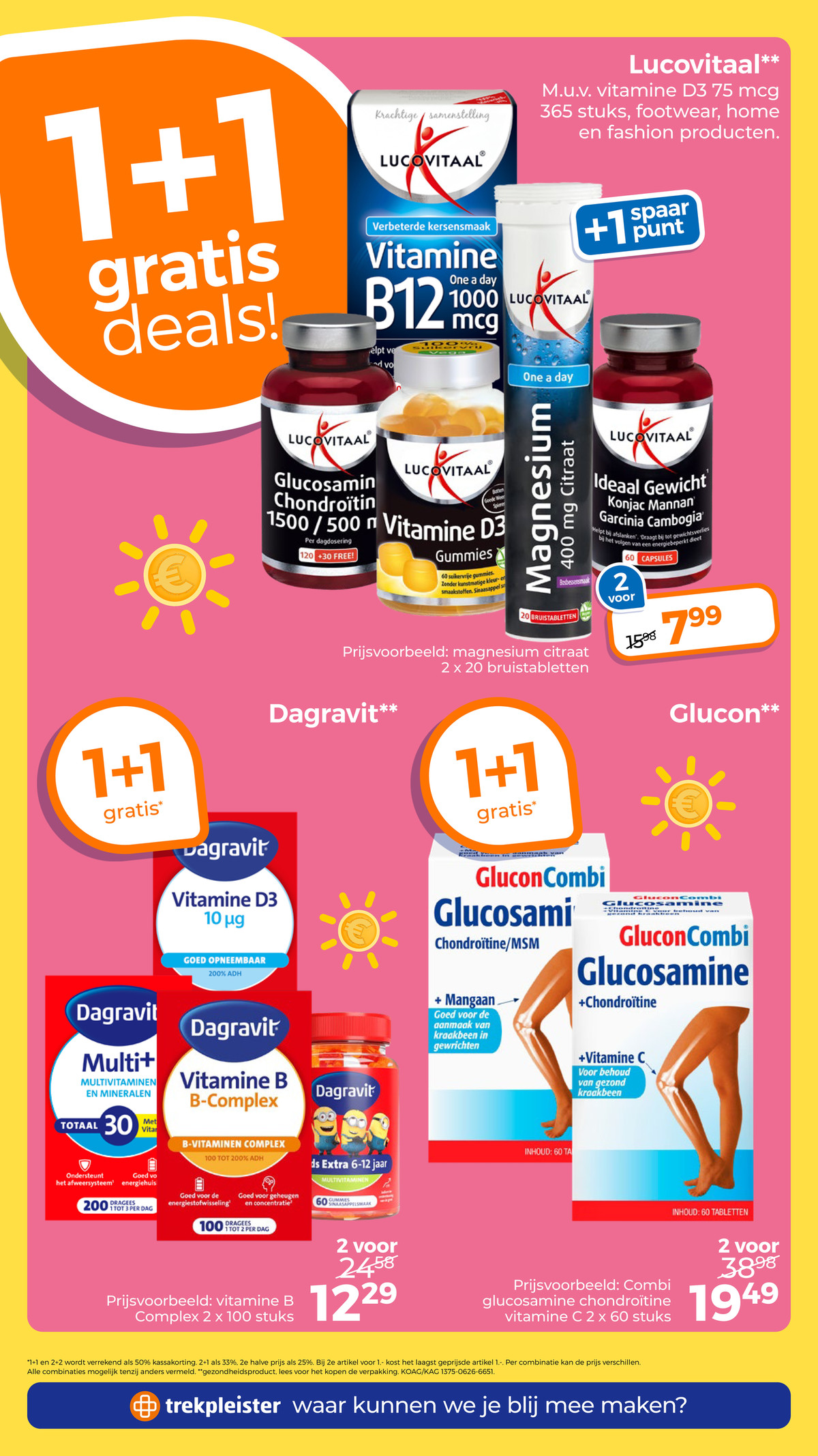 Dagravit supplementen, gemarkeerd op pagina 9 van de Trekpleister folder