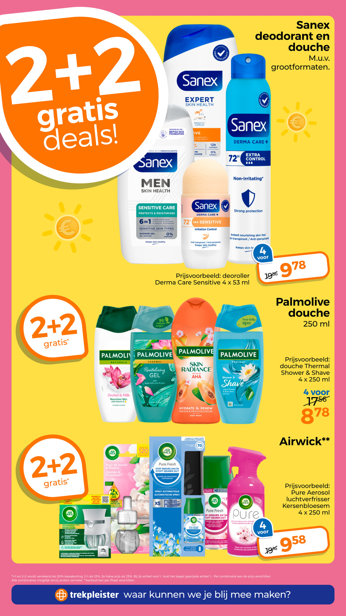 Sanex deodorant en douche, gemarkeerd op pagina 13 van de Trekpleister folder