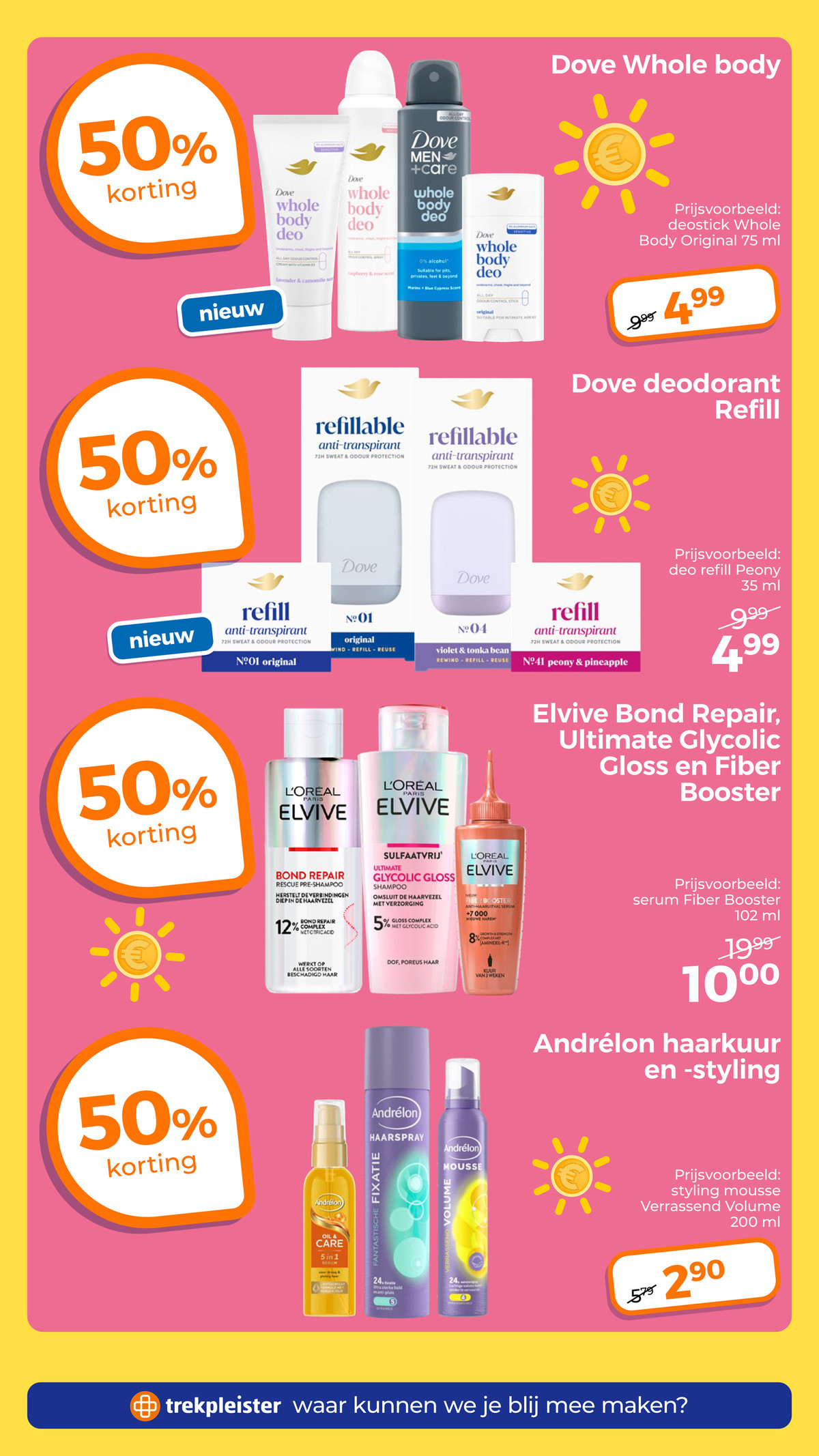 Dove deodorant Refill, gemarkeerd op pagina 16 van de Trekpleister folder