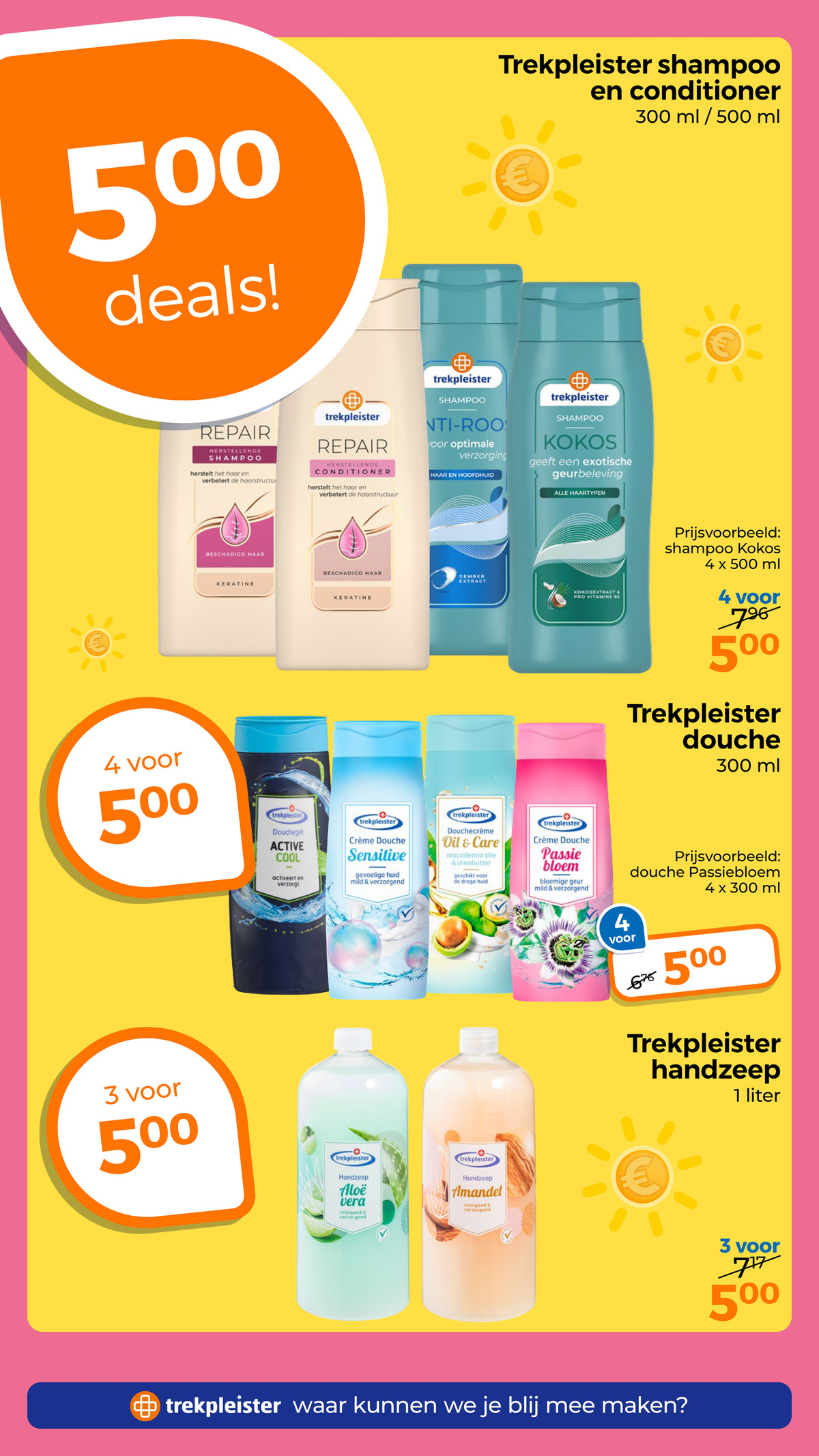 Trekpleister douche, gemarkeerd op pagina 18 van de Trekpleister folder
