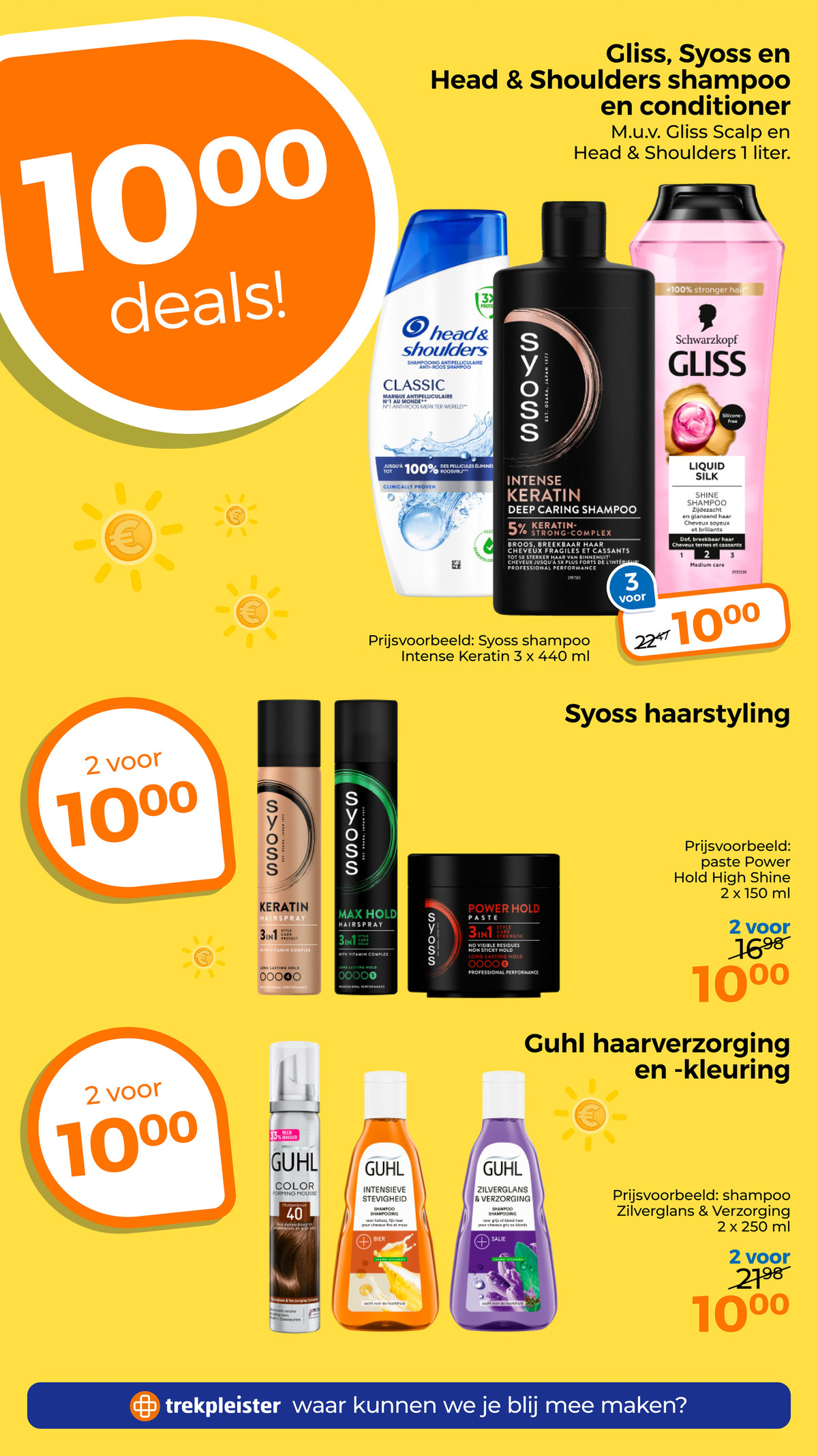 Gliss, Syoss en Head & Shoulders shampoo en conditioner, gemarkeerd op pagina 20 van de Trekpleister folder