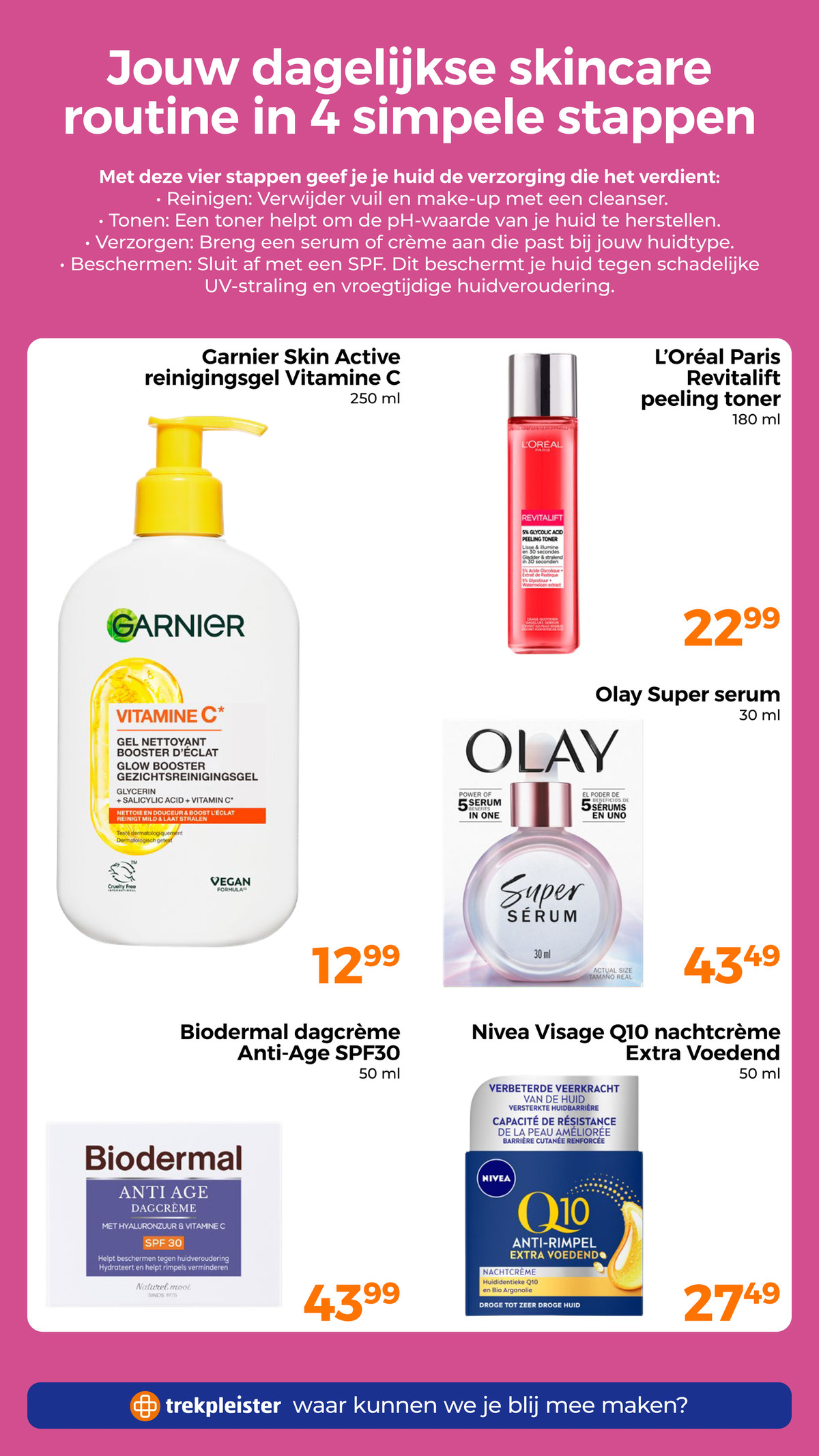 Nivea Visage Q10 nachtcrème Extra Voedend, gemarkeerd op pagina 29 van de Trekpleister folder