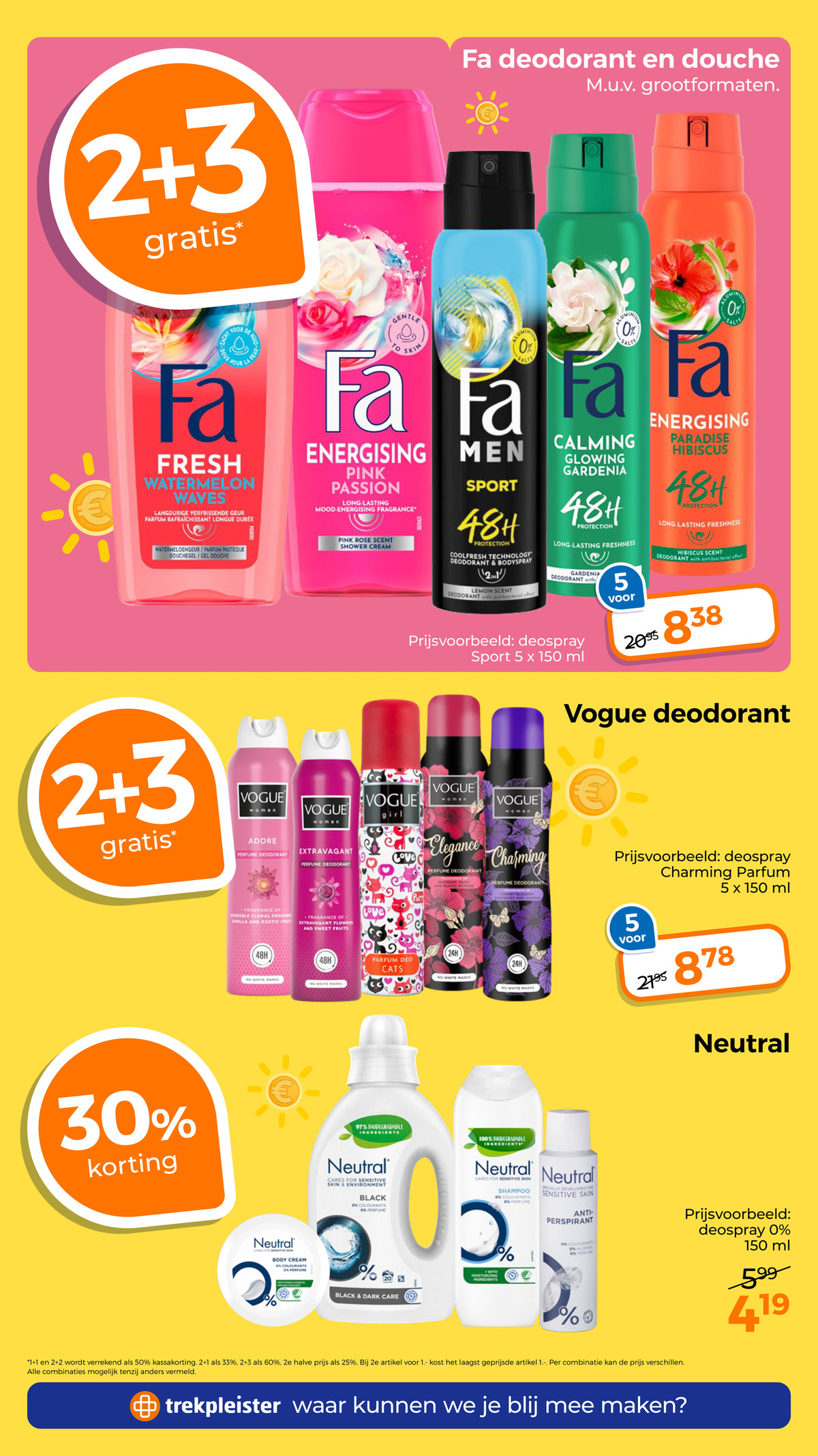 Fa deodorant en douche, gemarkeerd op pagina 37 van de Trekpleister folder