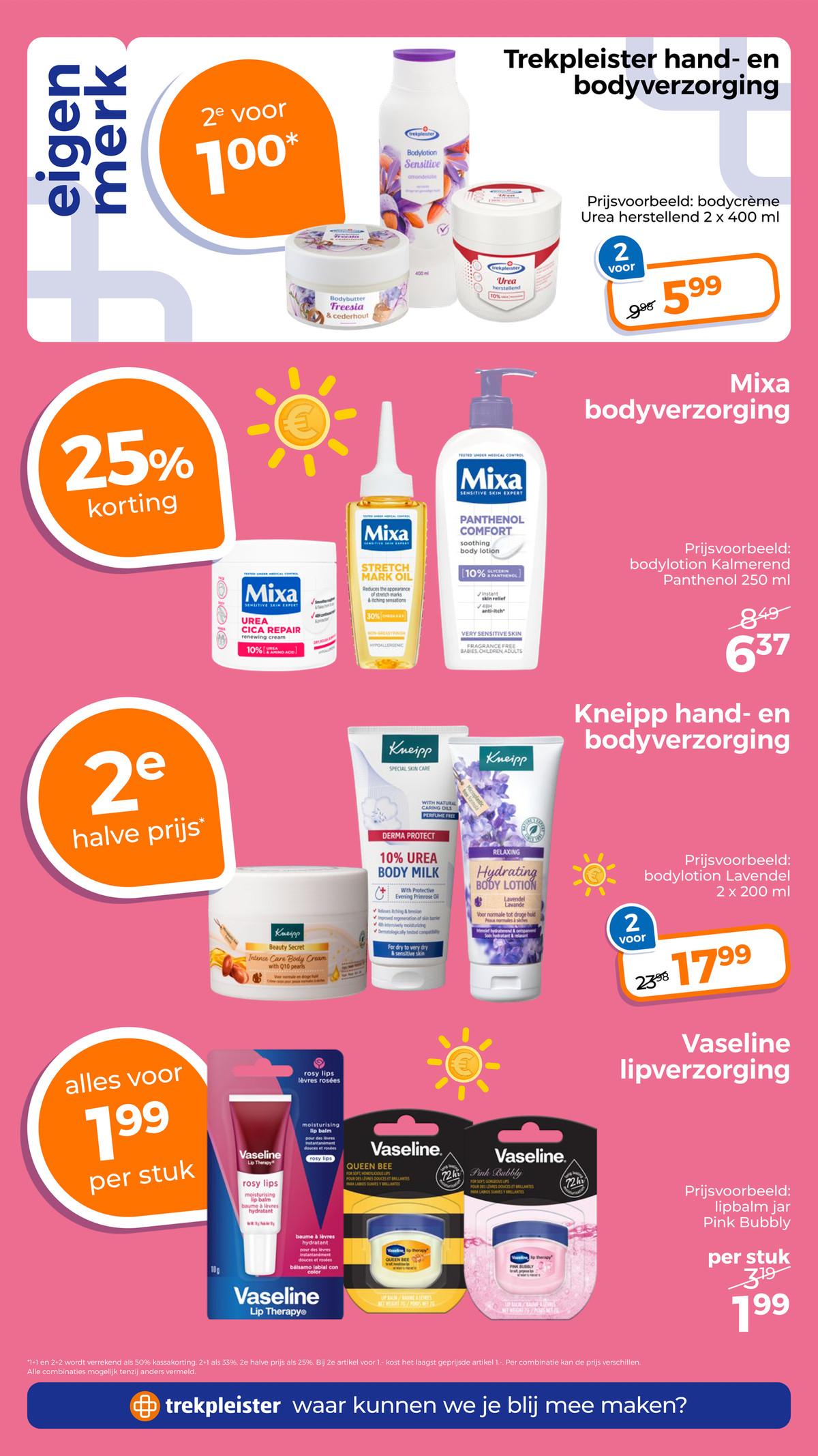 Kneipp Hand- en Bodyverzorging, gemarkeerd op pagina 38 van de Trekpleister folder