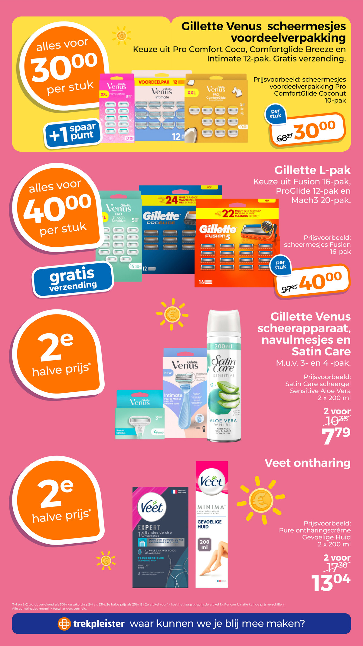 Gillette L-pak scheermesjes, gemarkeerd op pagina 40 van de Trekpleister folder
