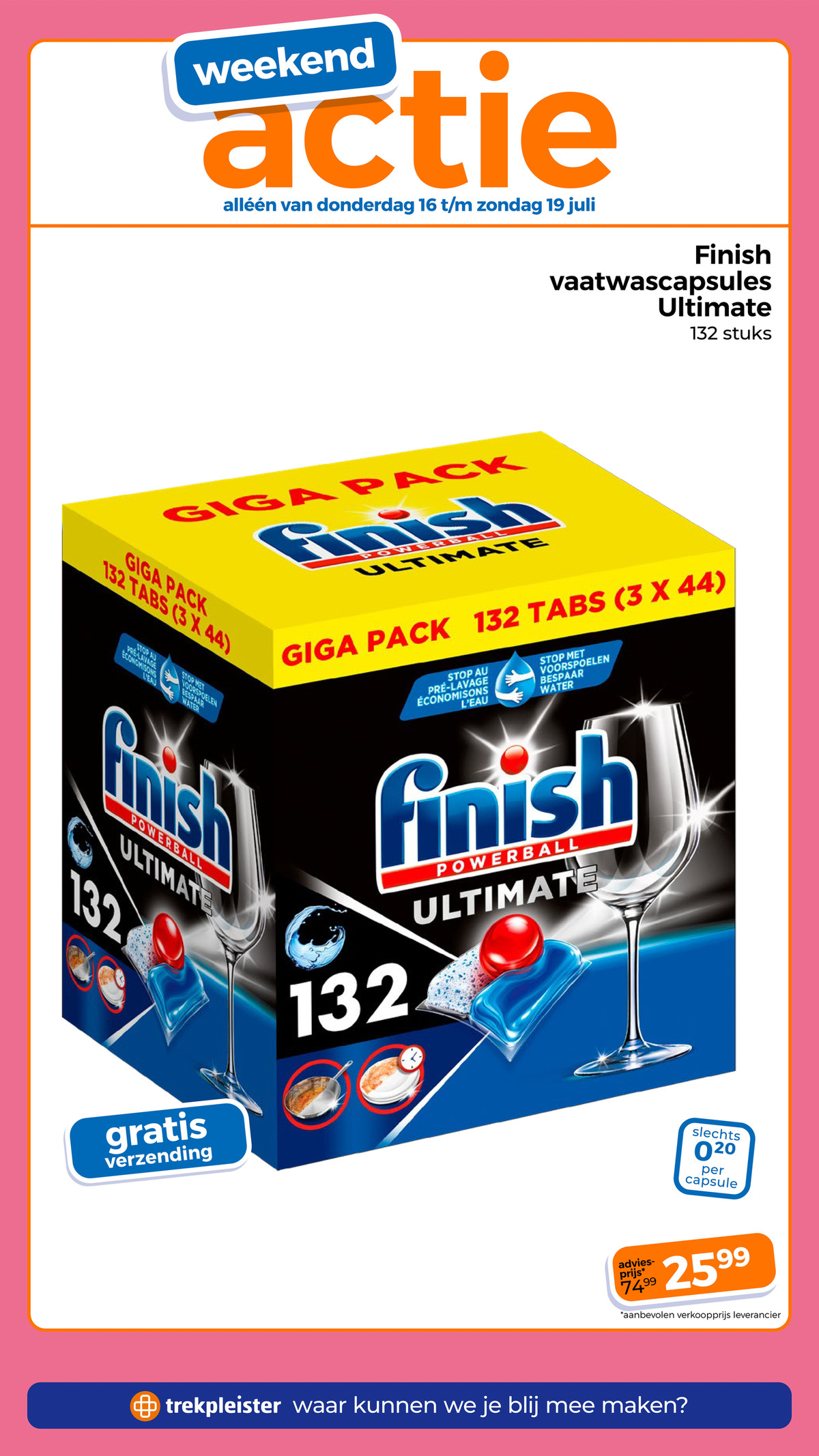 Finish vaatwascapsules Ultimate 132 stuks, gemarkeerd op pagina 51 van de Trekpleister folder