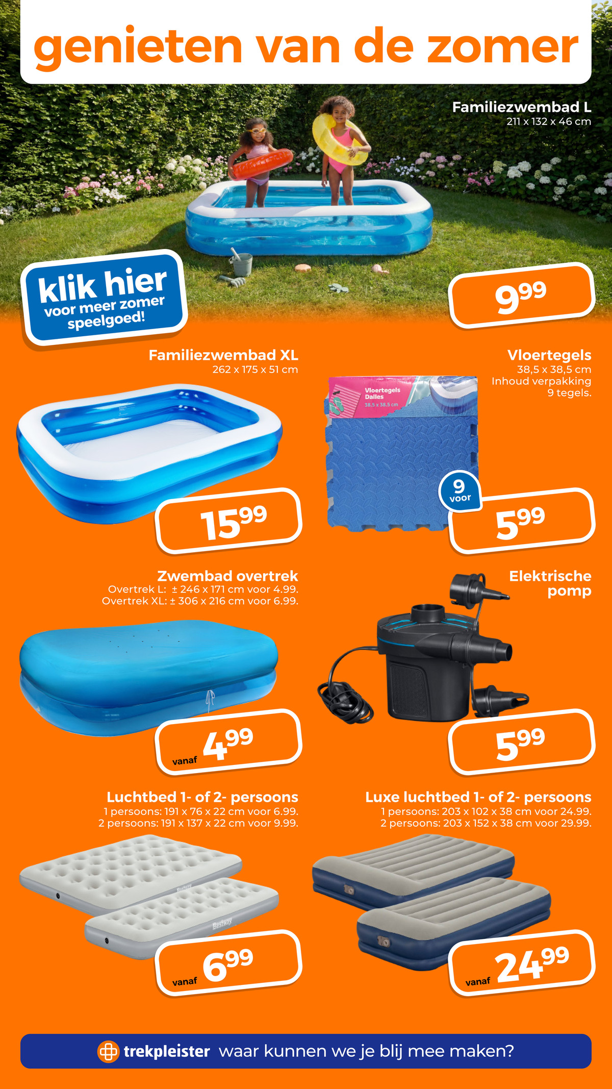 Zwembad overtrek, gemarkeerd op pagina 62 van de Trekpleister folder
