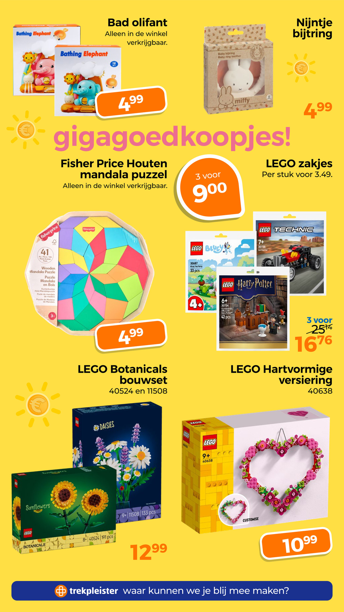 LEGO zakjes, gemarkeerd op pagina 71 van de Trekpleister folder
