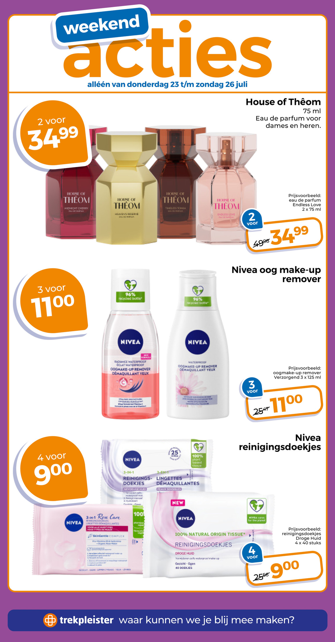 Nivea reinigingsdoekjes, gemarkeerd op pagina 17 van de Trekpleister folder