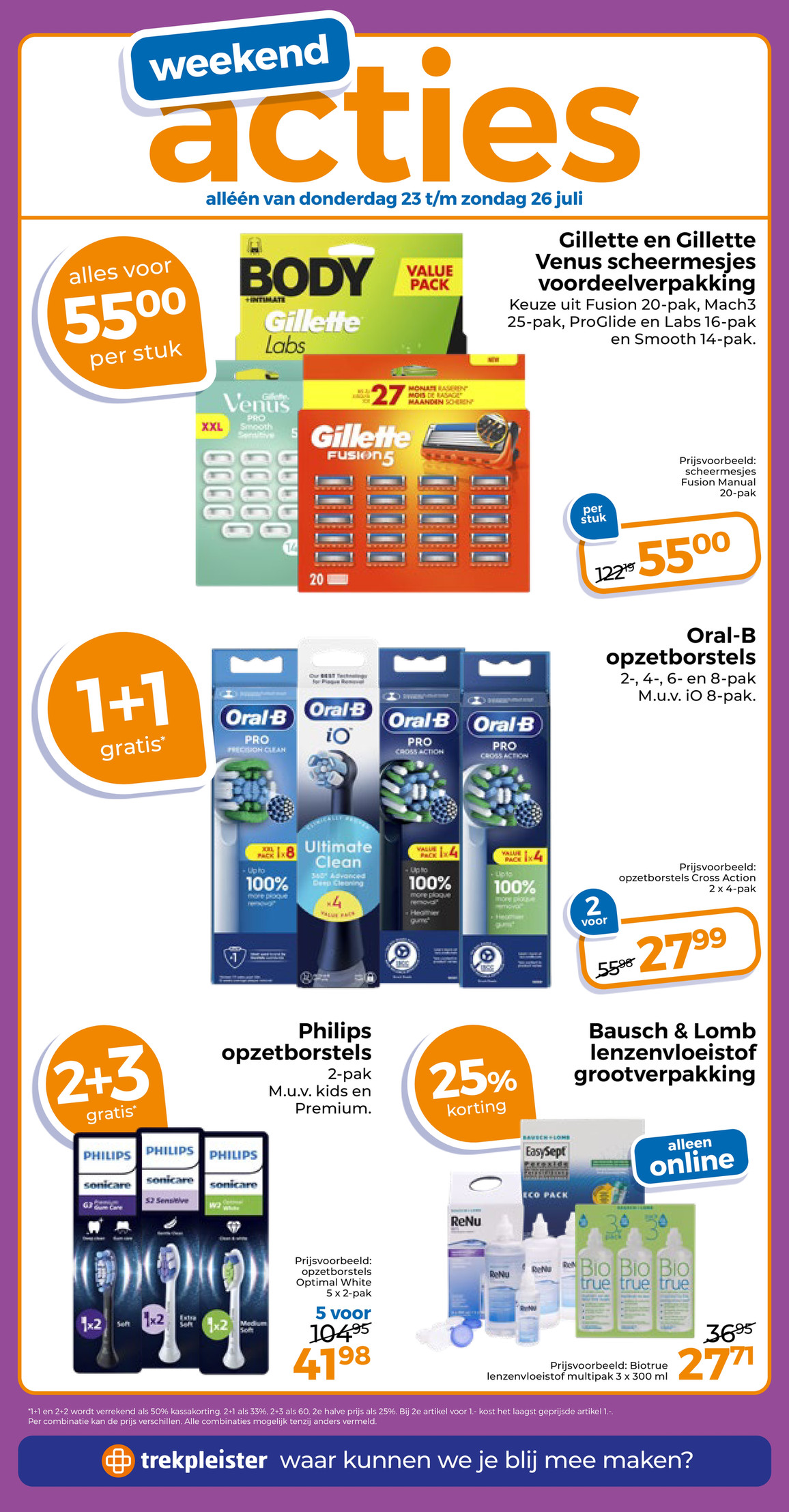 Gillette en Gillette Venus scheermesjes, gemarkeerd op pagina 20 van de Trekpleister folder