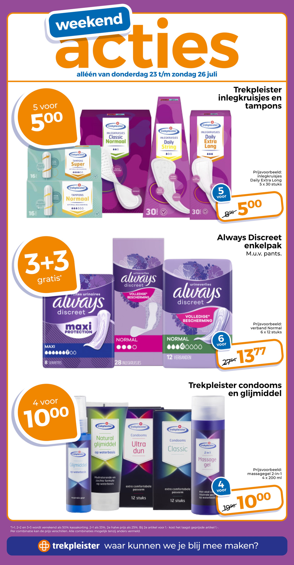 Trekpleister condooms en glijmiddel, gemarkeerd op pagina 21 van de Trekpleister folder