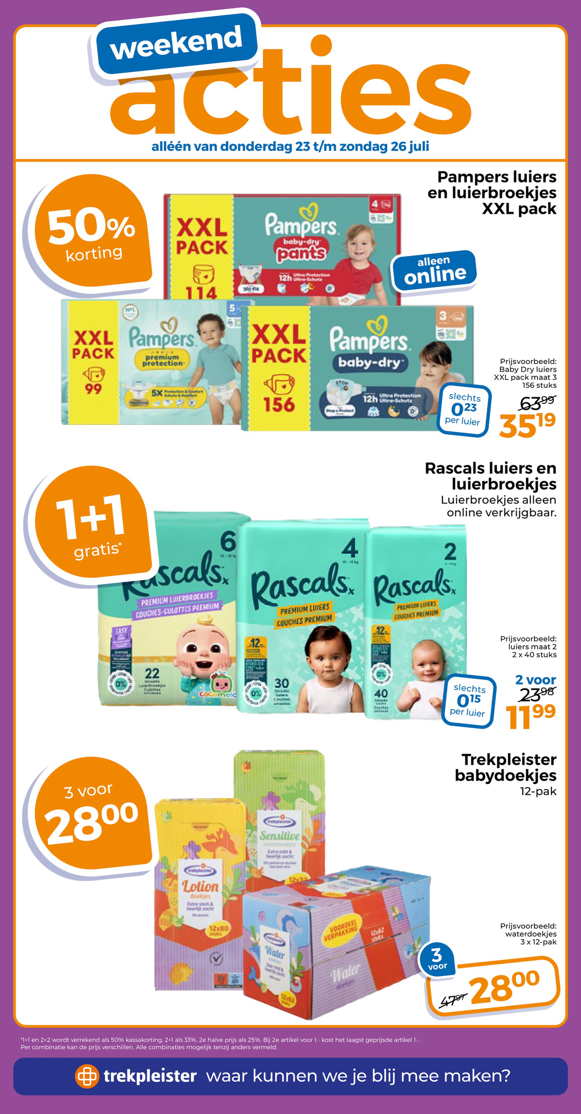 Pampers luiers en luierbroekjes XXL pack, gemarkeerd op pagina 22 van de Trekpleister folder