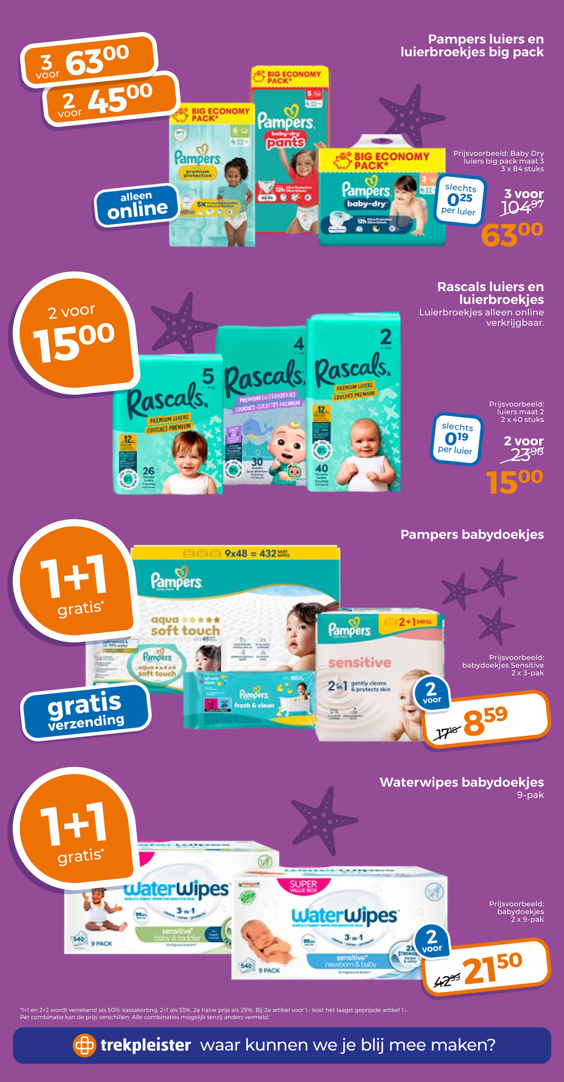 Pampers babydoekjes, gemarkeerd op pagina 30 van de Trekpleister folder