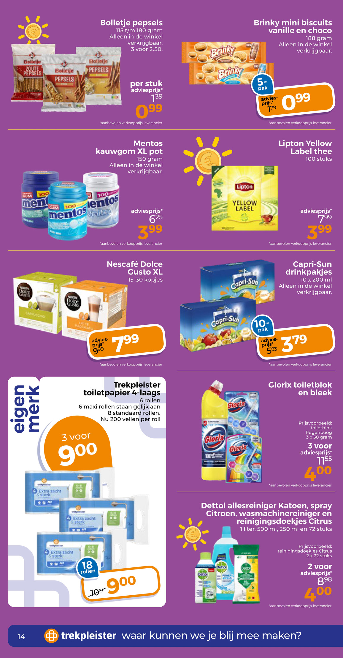 Lipton Yellow Label thee, gemarkeerd op pagina 34 van de Trekpleister folder