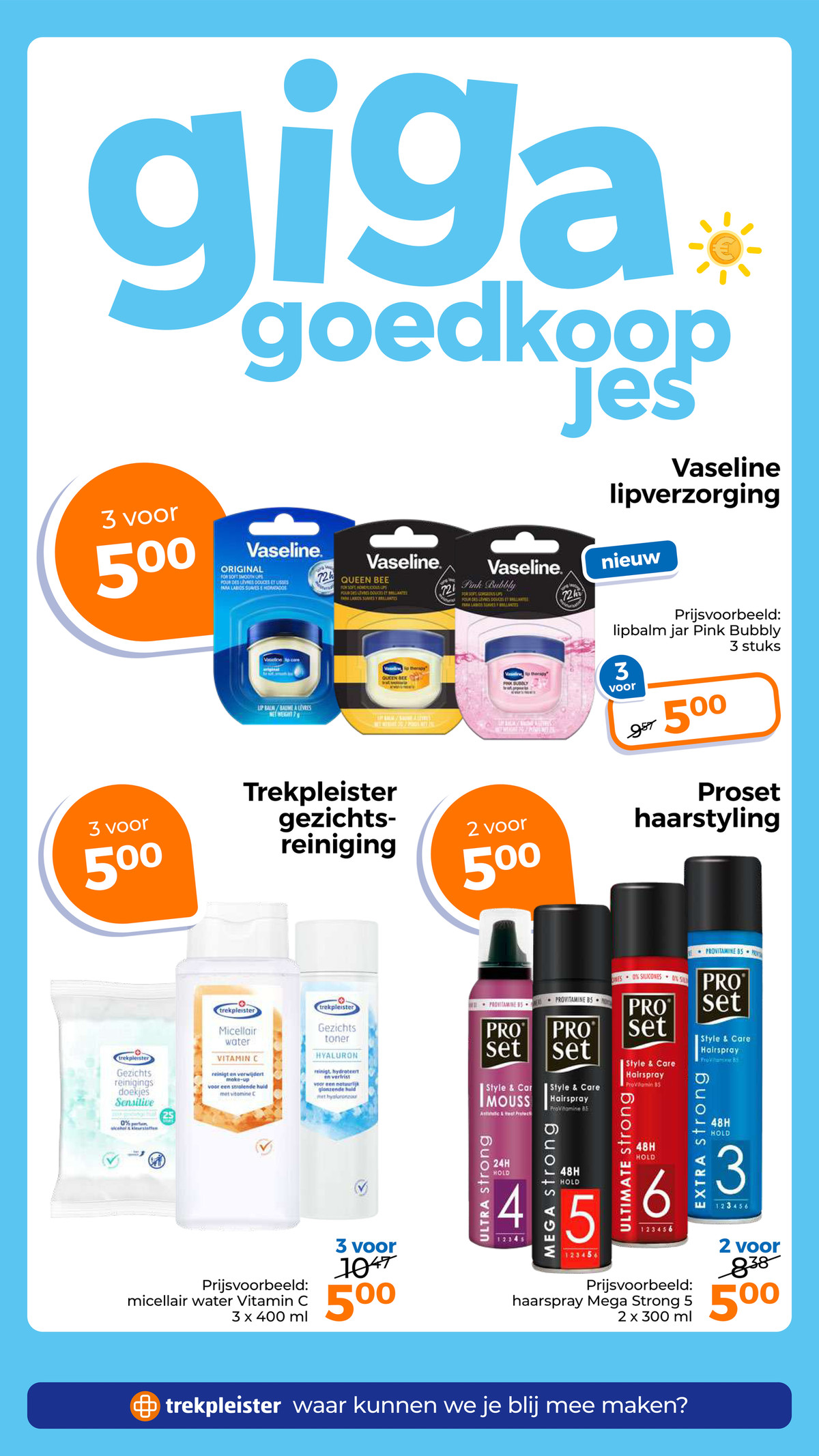 Proset haarstyling, gemarkeerd op pagina 3 van de Trekpleister folder