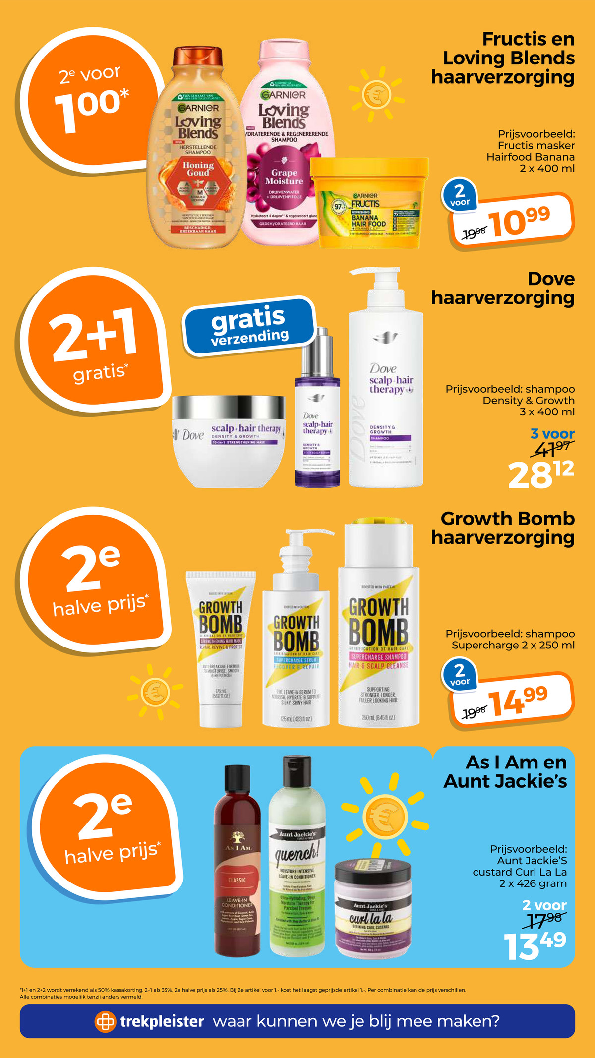 Fructis en Loving Blends haarverzorging, gemarkeerd op pagina 23 van de Trekpleister folder
