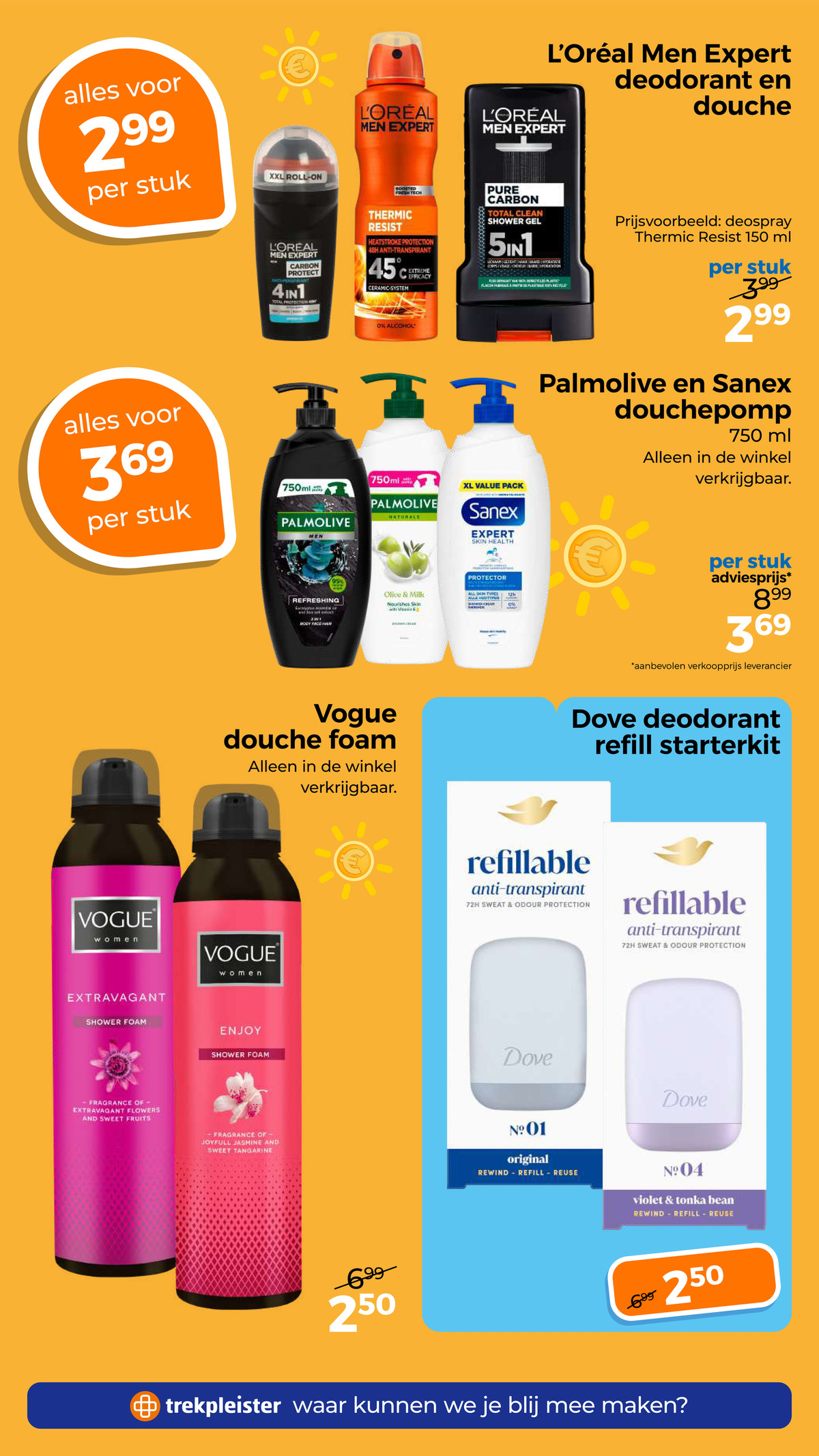 Dove deodorant refill starterkit, gemarkeerd op pagina 29 van de Trekpleister folder