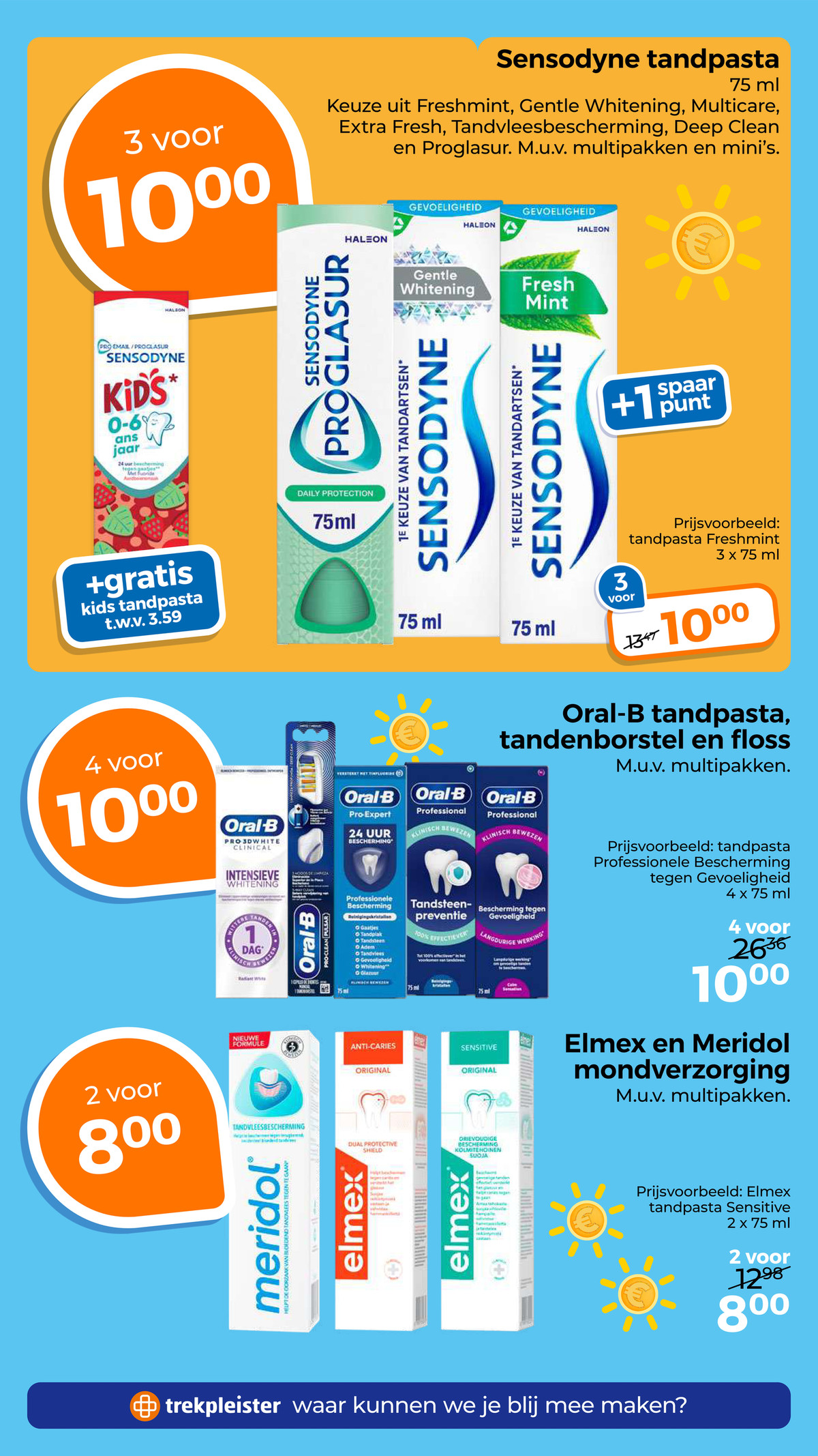 Sensodyne tandpasta, gemarkeerd op pagina 33 van de Trekpleister folder