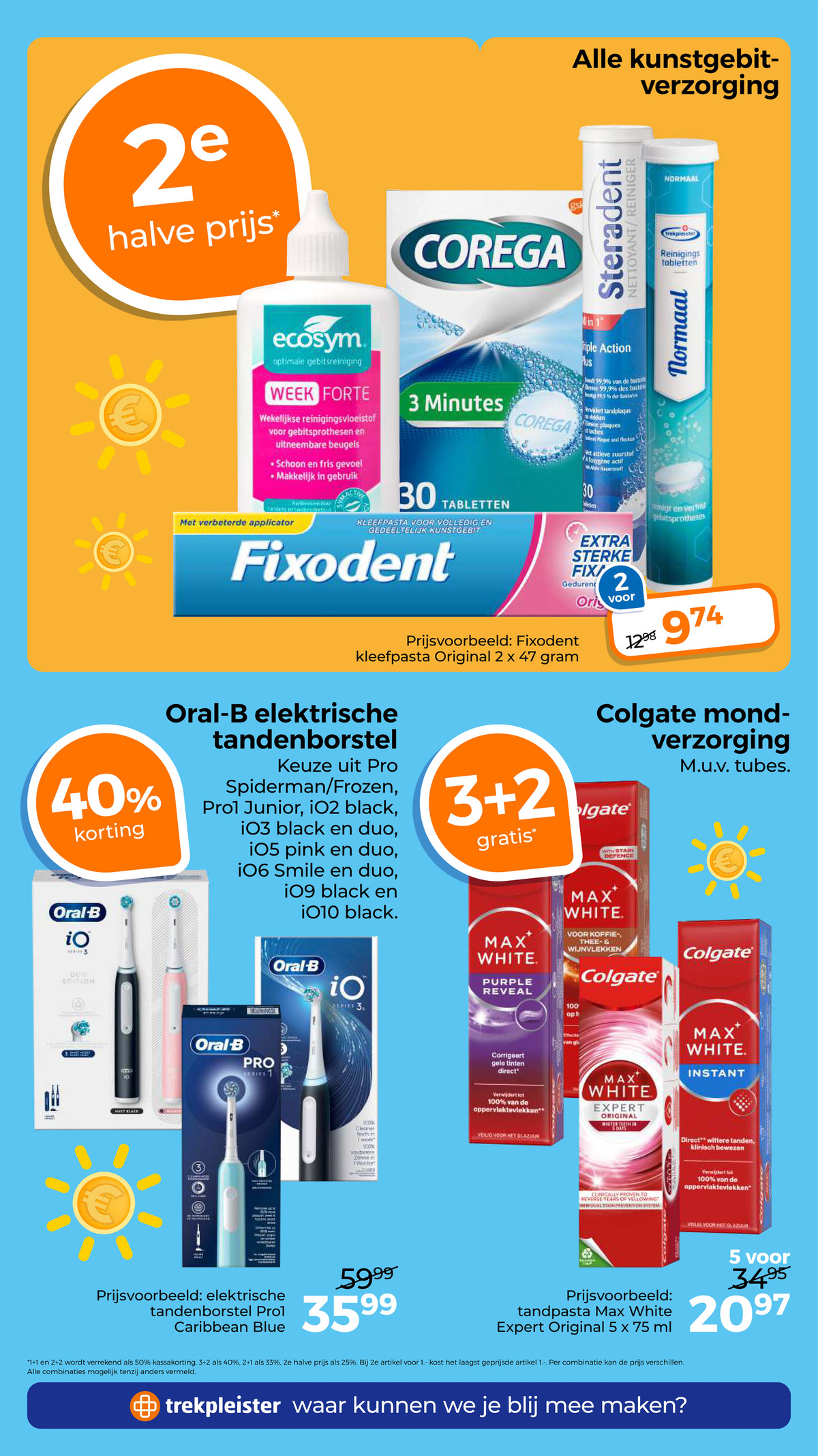 Kunstgebitverzorging diverse soorten, gemarkeerd op pagina 35 van de Trekpleister folder