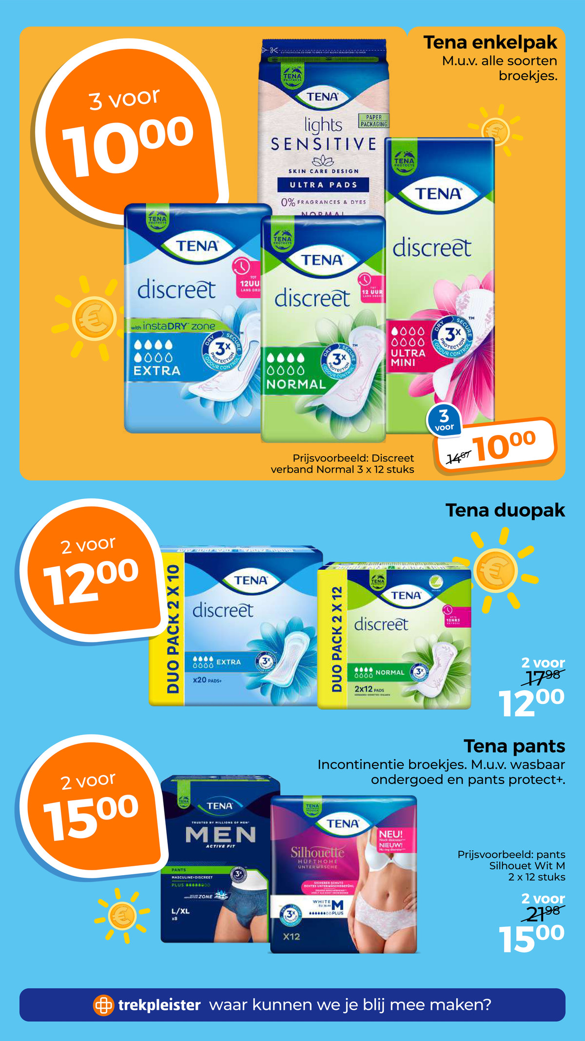 Tena Pants Incontinentiebroekjes, gemarkeerd op pagina 40 van de Trekpleister folder