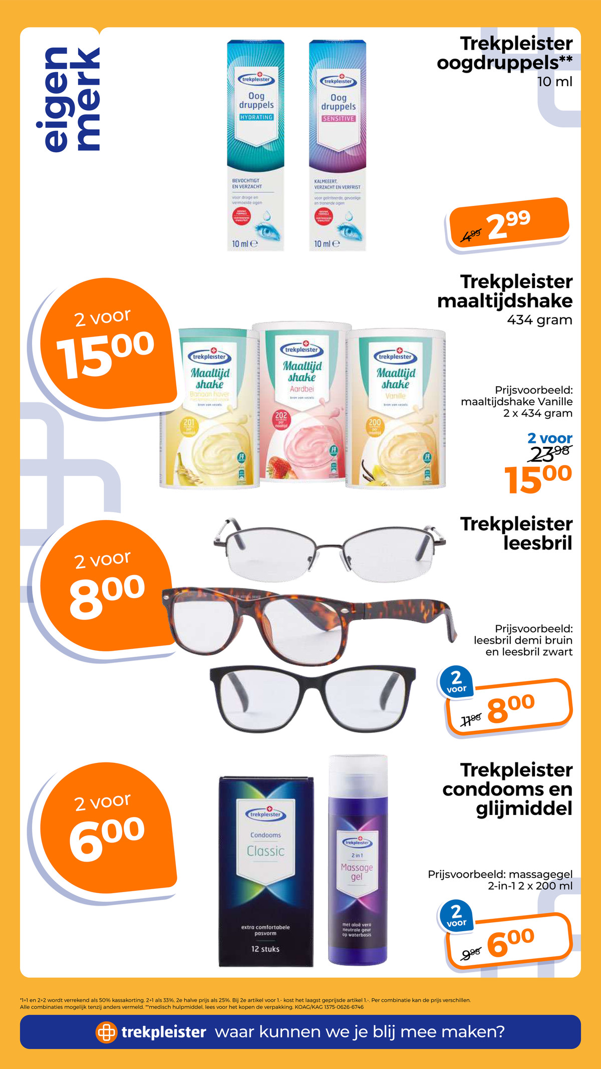 Trekpleister leesbril, gemarkeerd op pagina 42 van de Trekpleister folder