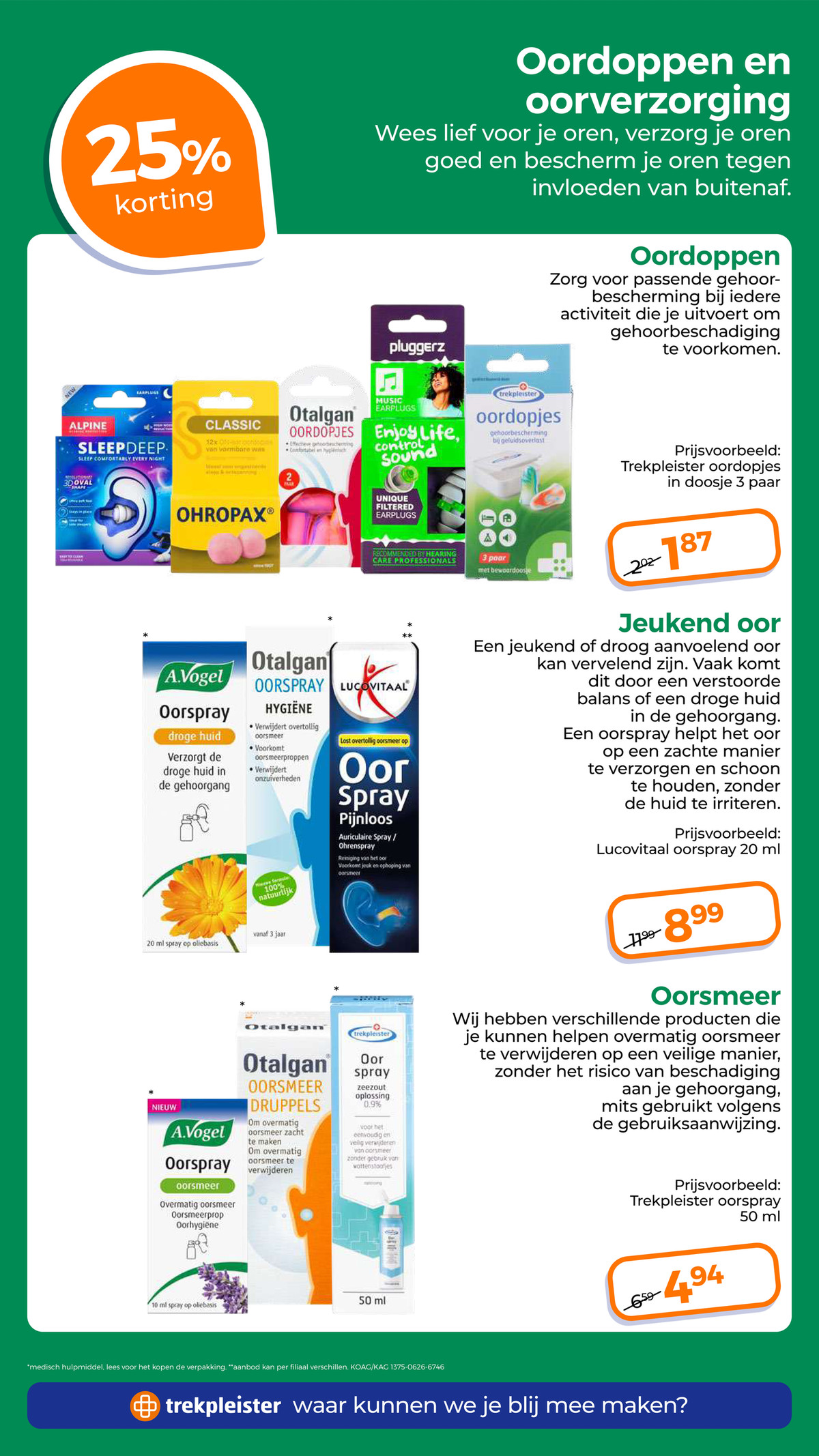 Lucovitaal oorspray, gemarkeerd op pagina 44 van de Trekpleister folder