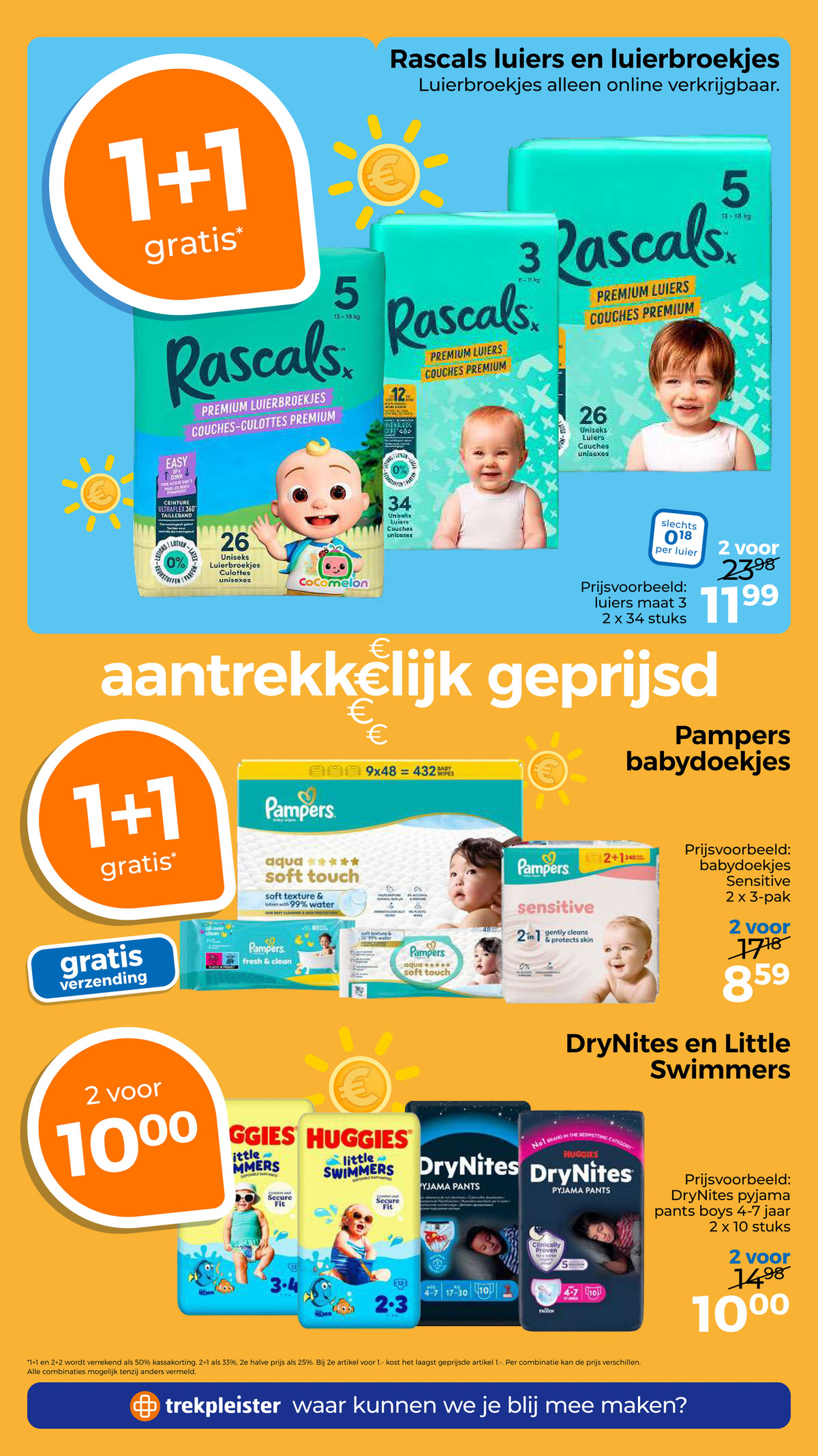 DryNites en Little Swimmers, gemarkeerd op pagina 51 van de Trekpleister folder