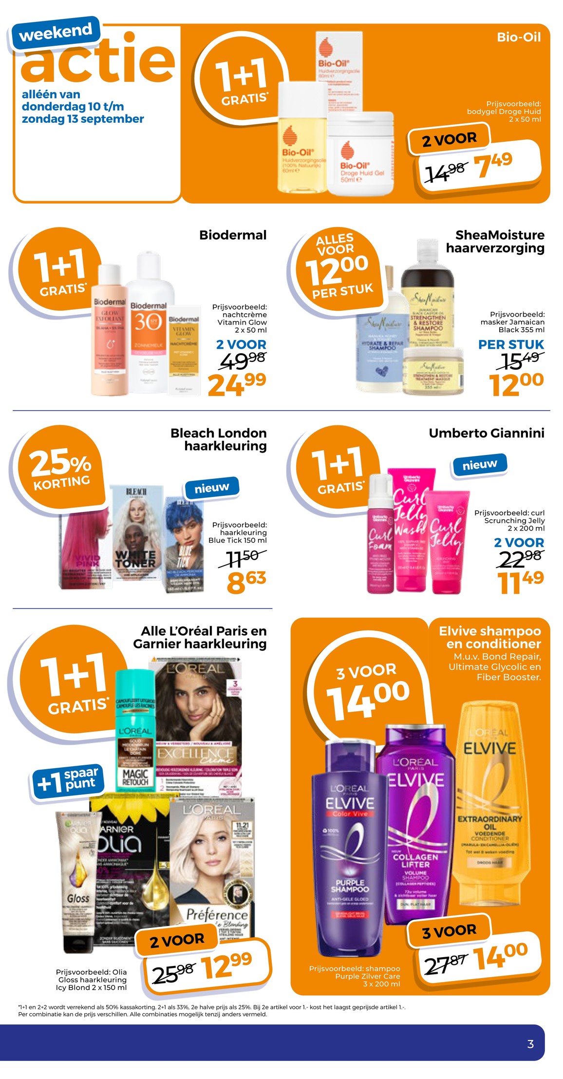 L'Oréal Paris en Garnier haarkleuring, gemarkeerd op pagina 3 van de Trekpleister folder
