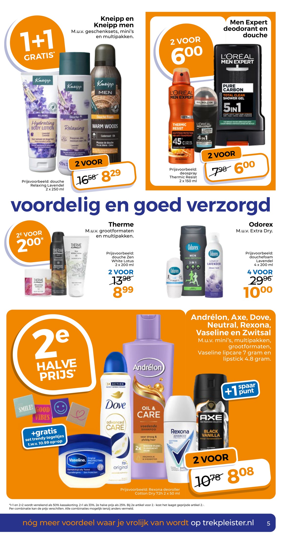 Andrélon, Axe, Dove, Neutral, Rexona, Vaseline, Zwitsal, gemarkeerd op pagina 7 van de Trekpleister folder