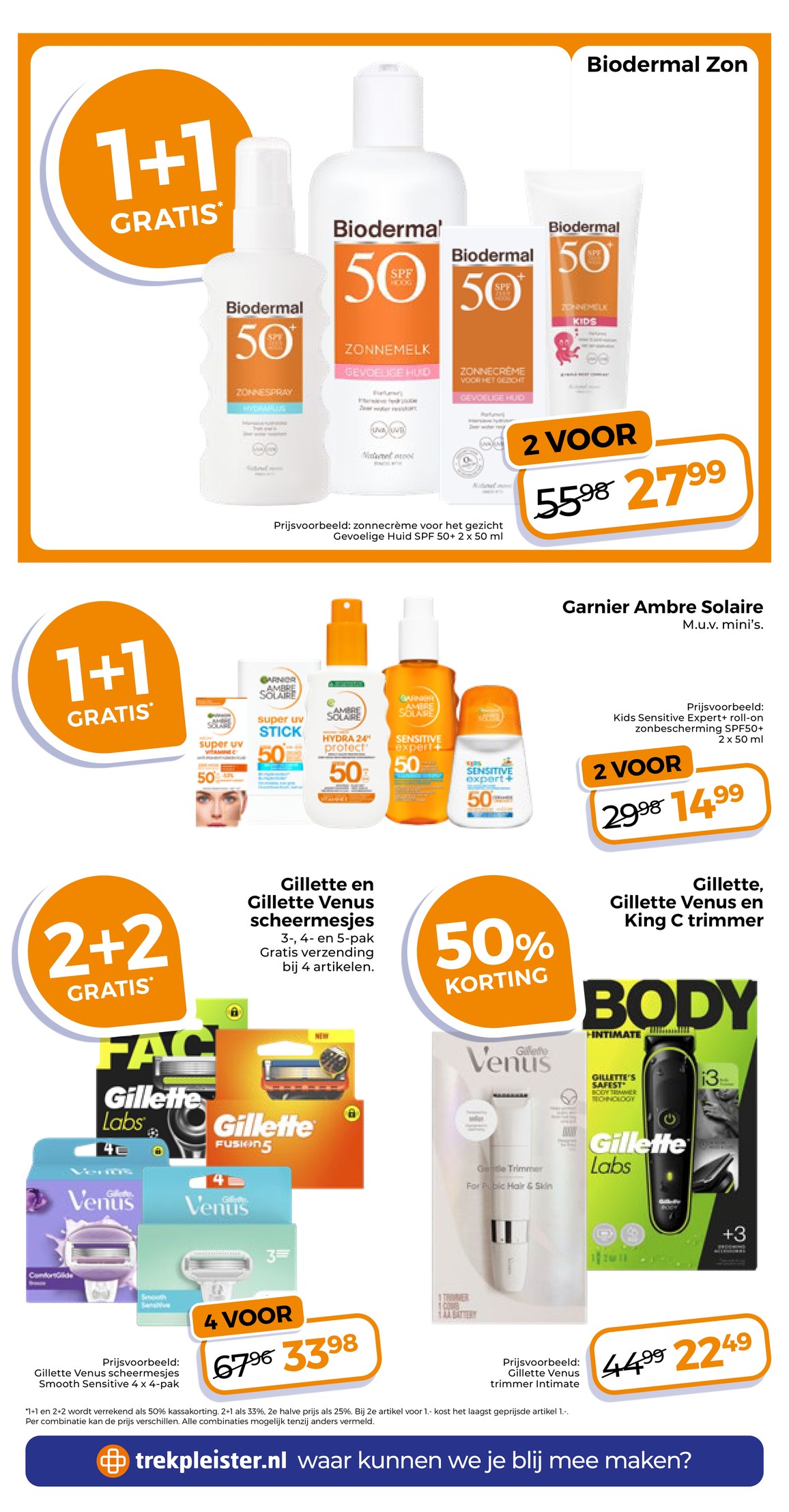 Gillette en Gillette Venus scheermesjes, gemarkeerd op pagina 10 van de Trekpleister folder