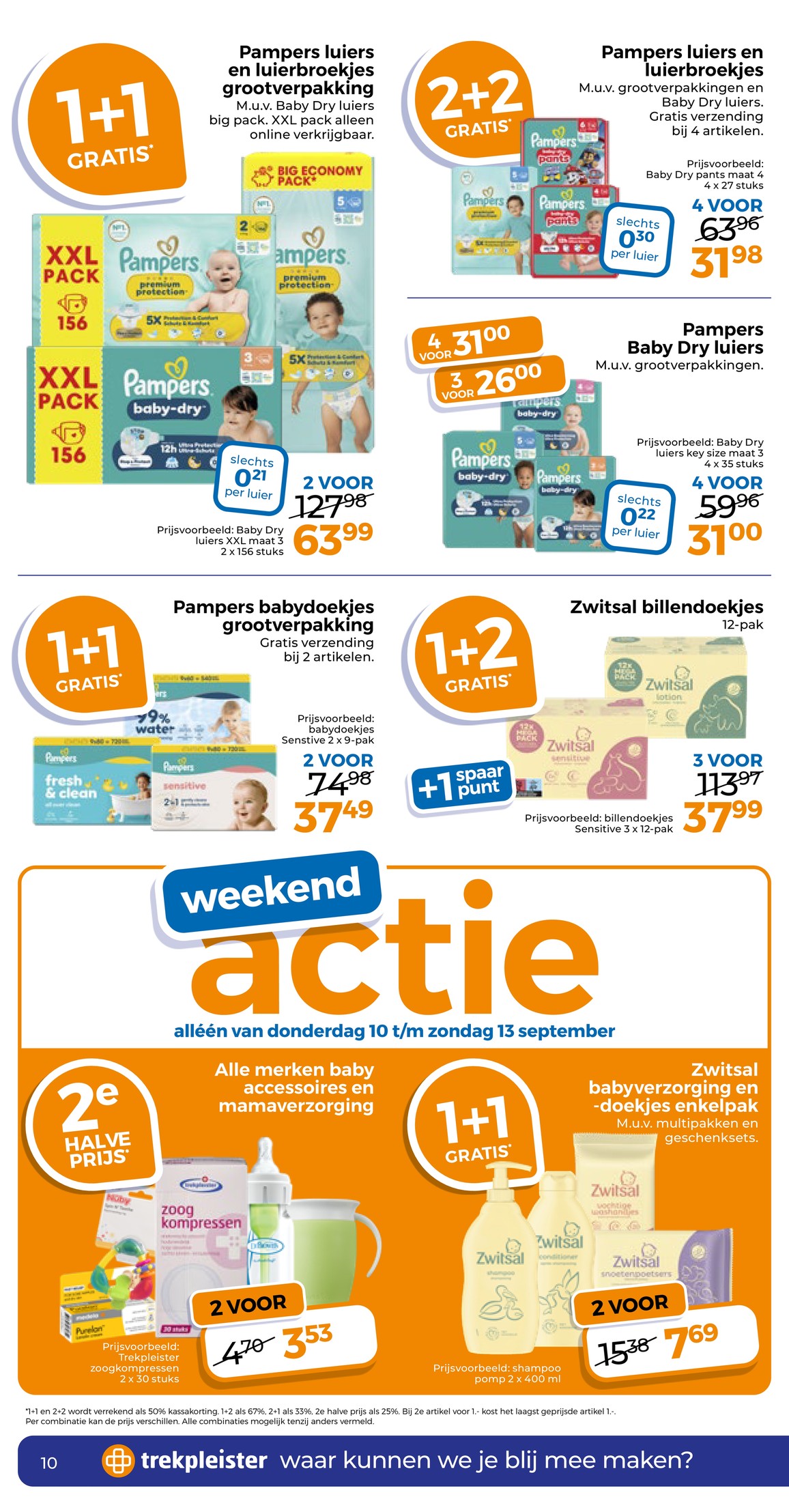 Pampers luiers/luierbroekjes, gemarkeerd op pagina 14 van de Trekpleister folder