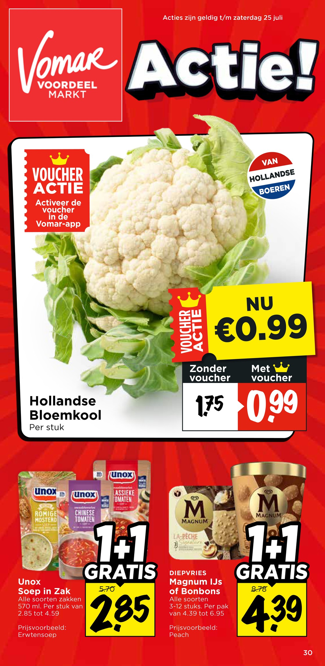 Magnum IJs of Bonbons, gemarkeerd op pagina 1 van de Vomar folder