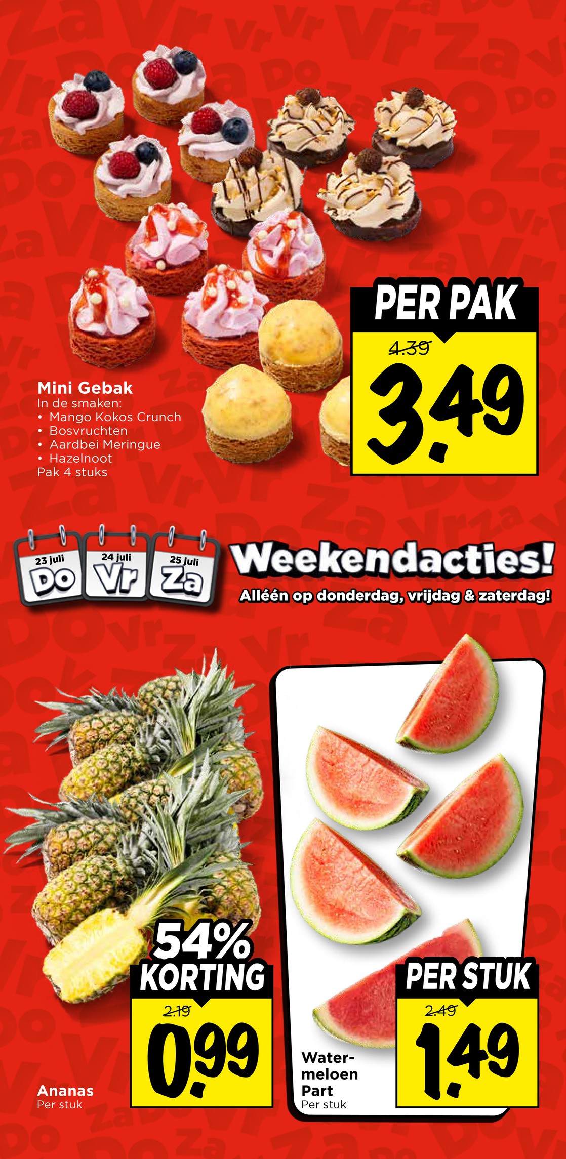 Mini Gebak, gemarkeerd op pagina 3 van de Vomar folder