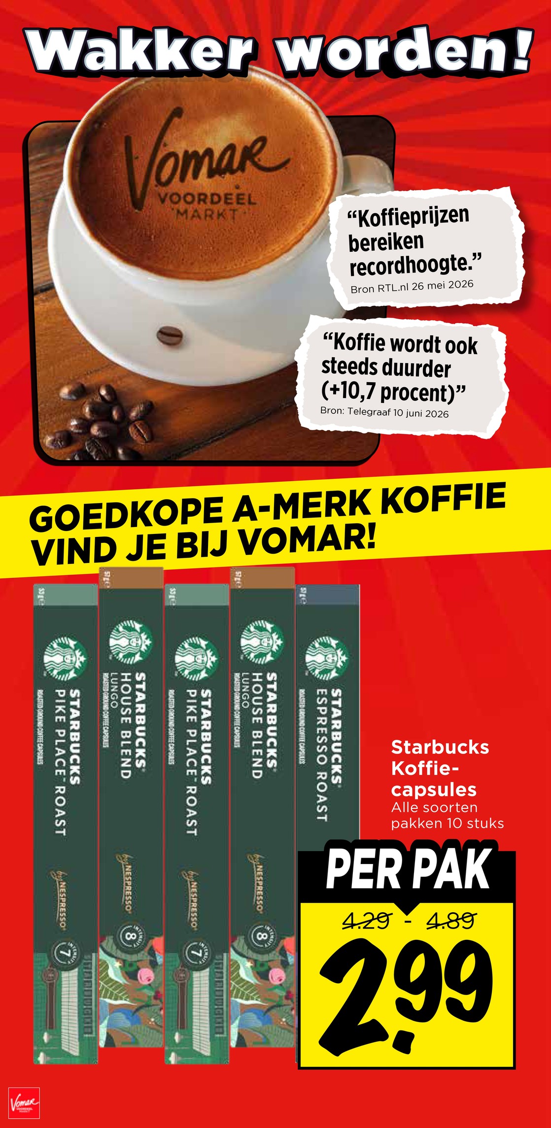 Starbucks Koffie-capsules, gemarkeerd op pagina 6 van de Vomar folder