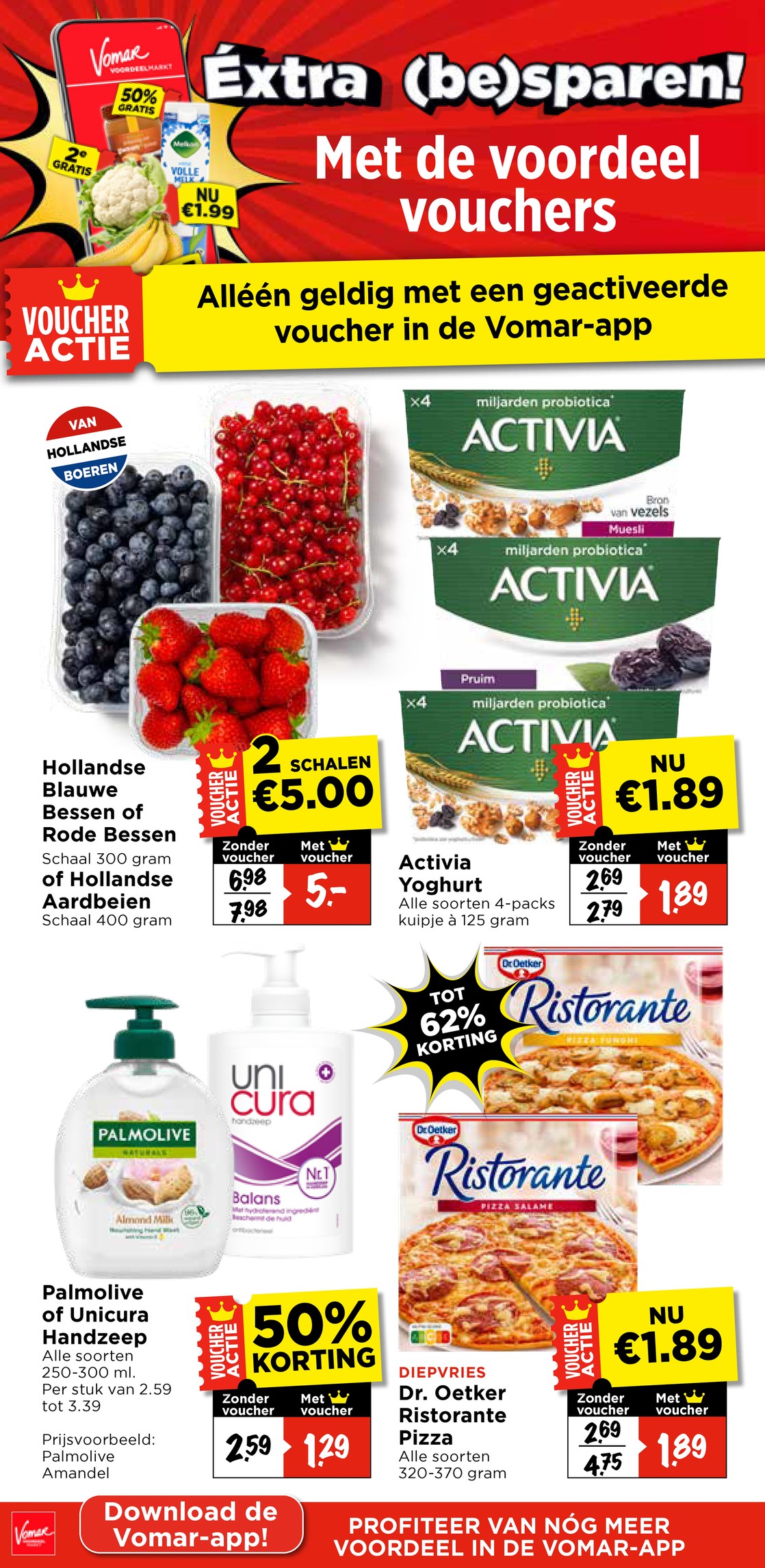 Activia Yoghurt, gemarkeerd op pagina 8 van de Vomar folder