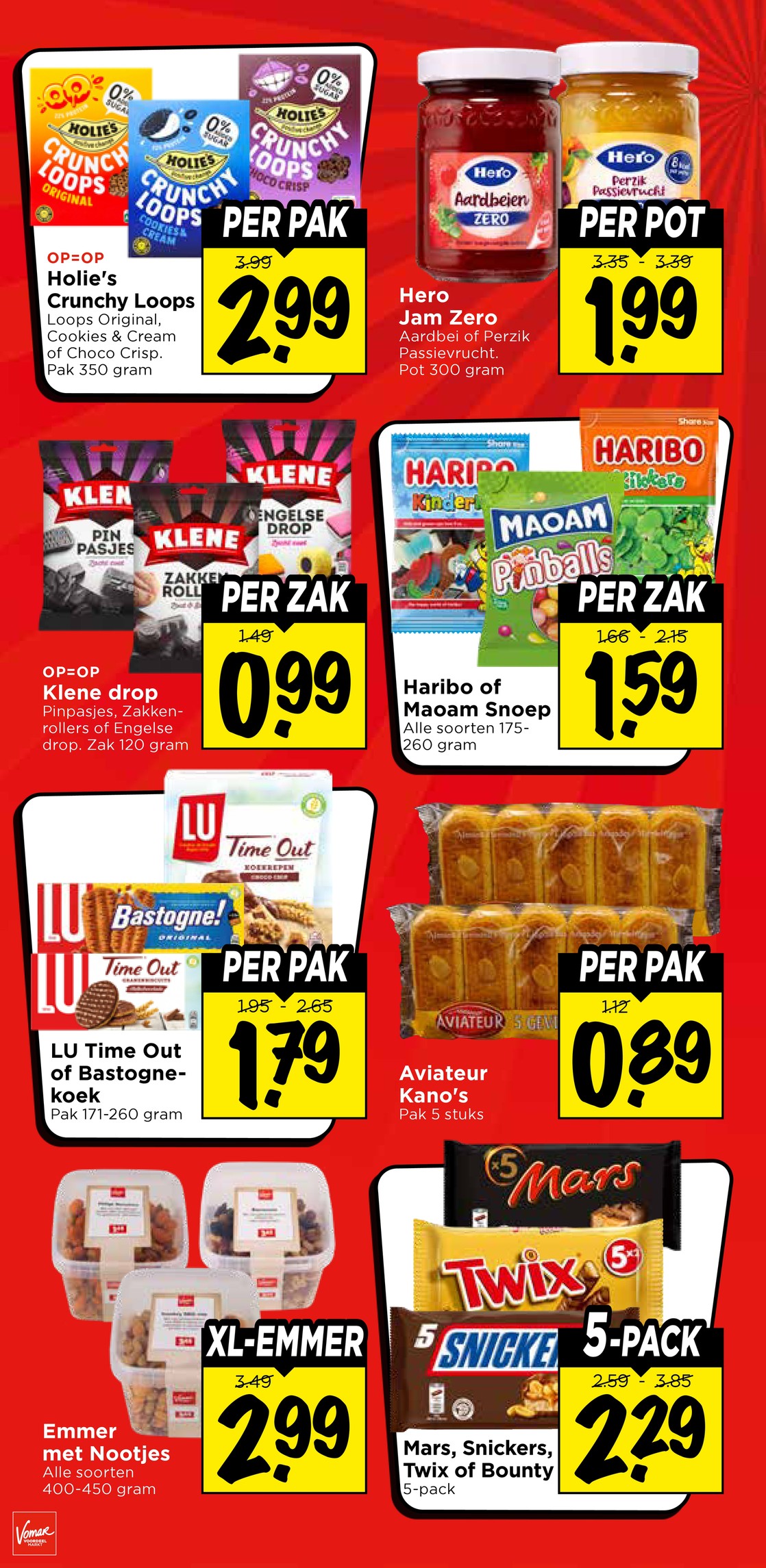 Mars, Snickers, Twix of Bounty 5-pack, gemarkeerd op pagina 28 van de Vomar folder