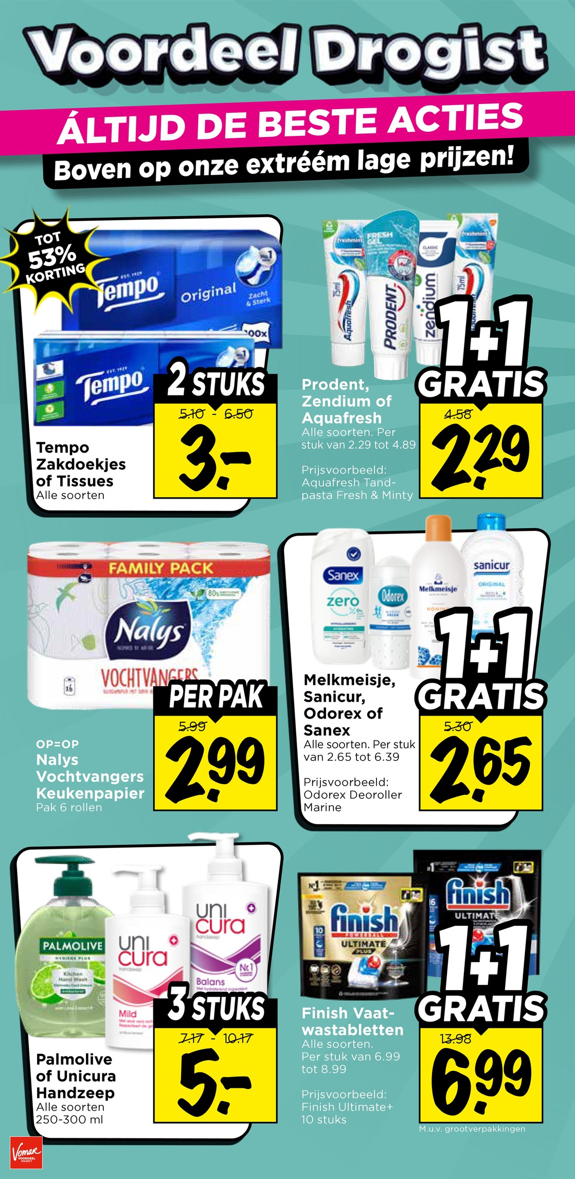 Palmolive of Unicura Handzeep, gemarkeerd op pagina 15 van de Vomar folder