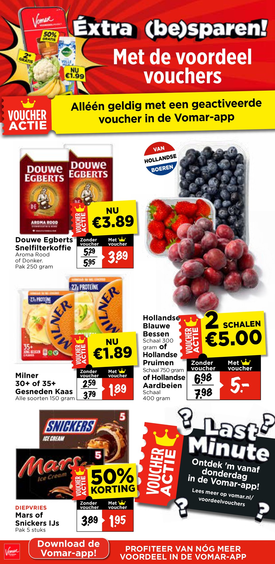 Douwe Egberts Snelfilterkoffie, gemarkeerd op pagina 3 van de Vomar folder